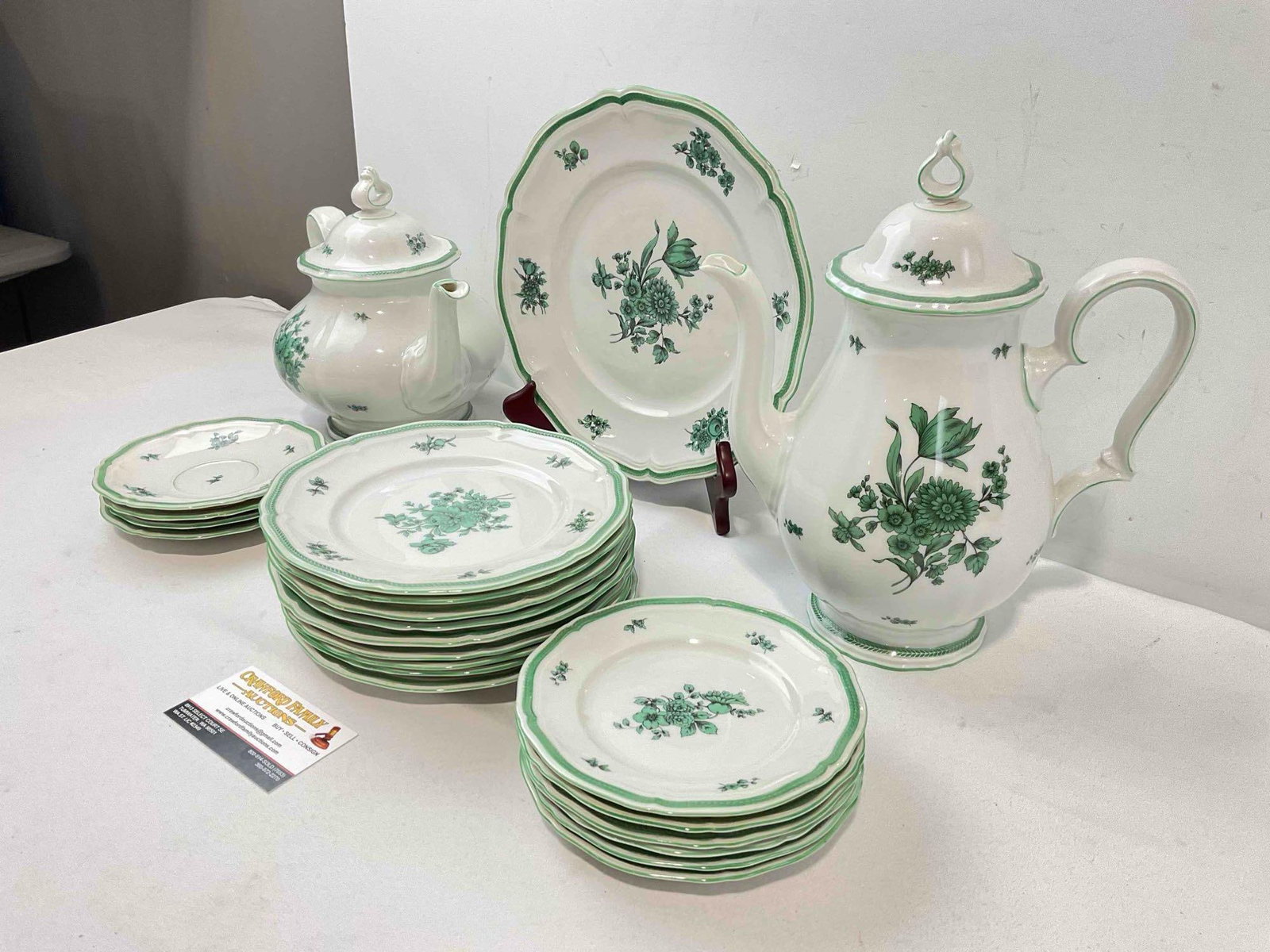 22 pcs Vintage Rosenthal Chippendale Green & White China Dish Assortment. Fair Condition. - 3