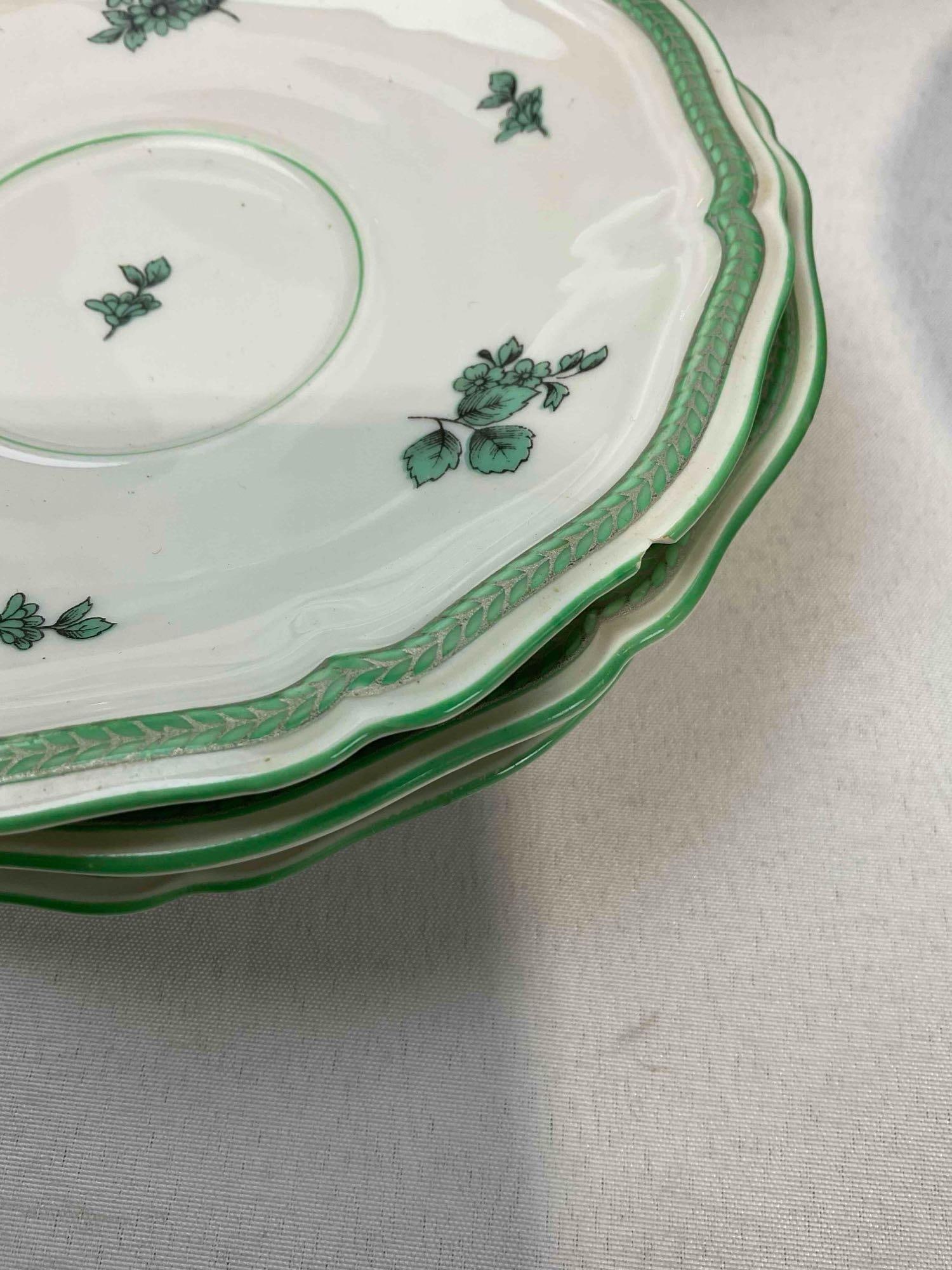 22 pcs Vintage Rosenthal Chippendale Green & White China Dish Assortment. Fair Condition. - 4