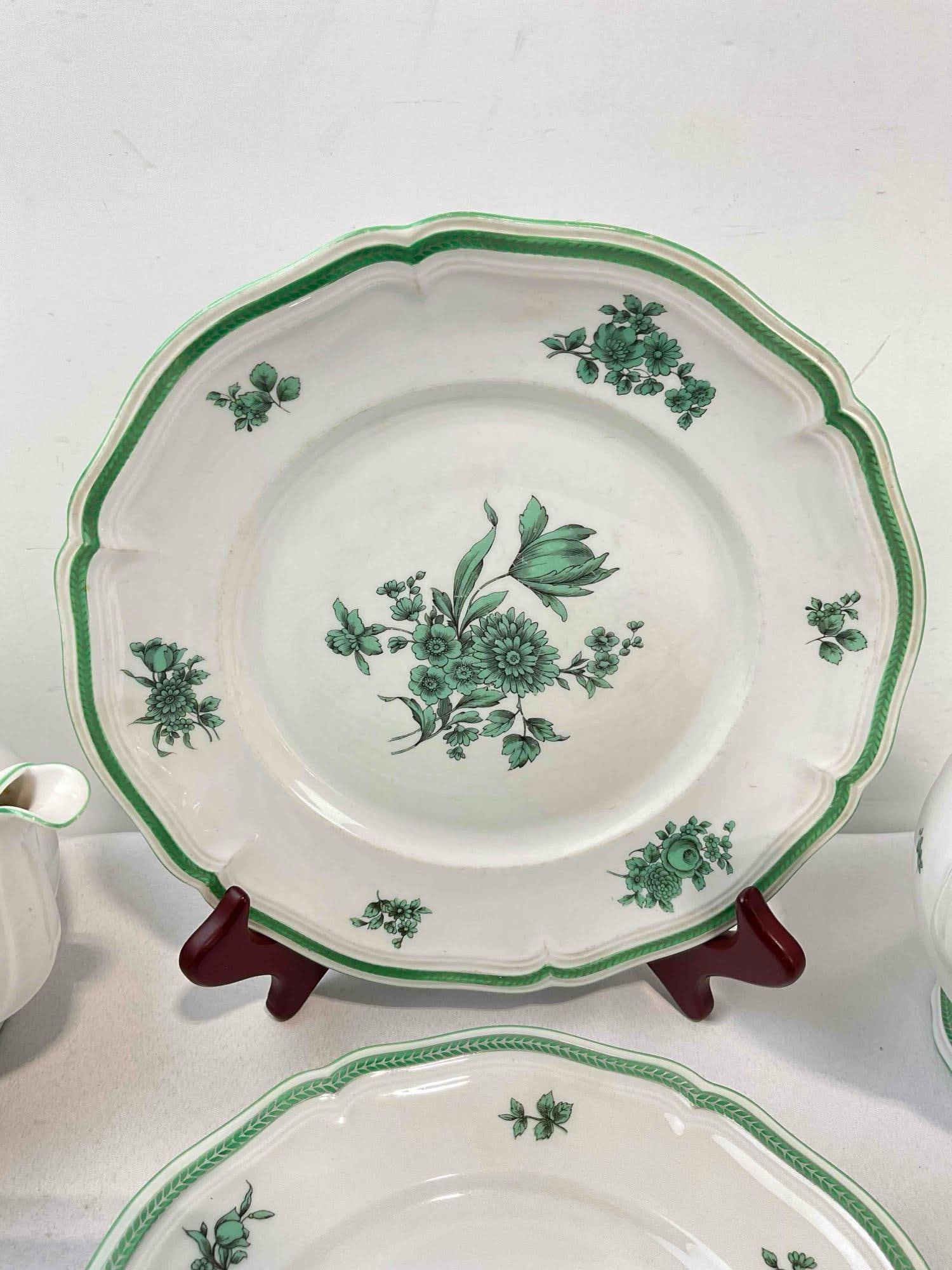 22 pcs Vintage Rosenthal Chippendale Green & White China Dish Assortment. Fair Condition. - 5