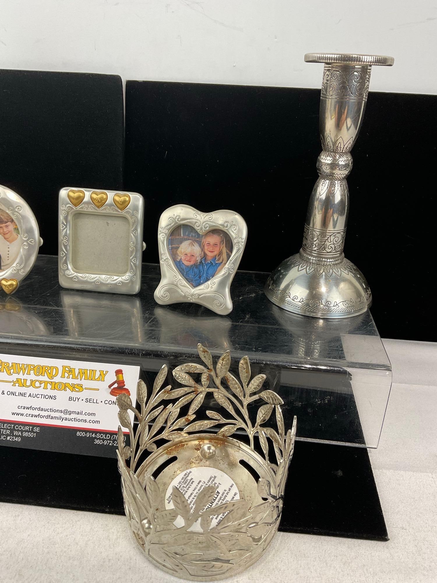 Brighton Budding Hearts Vase, Candlestick Holder, 3 Tiny Picture Frames, Heart Shaped Box - 3