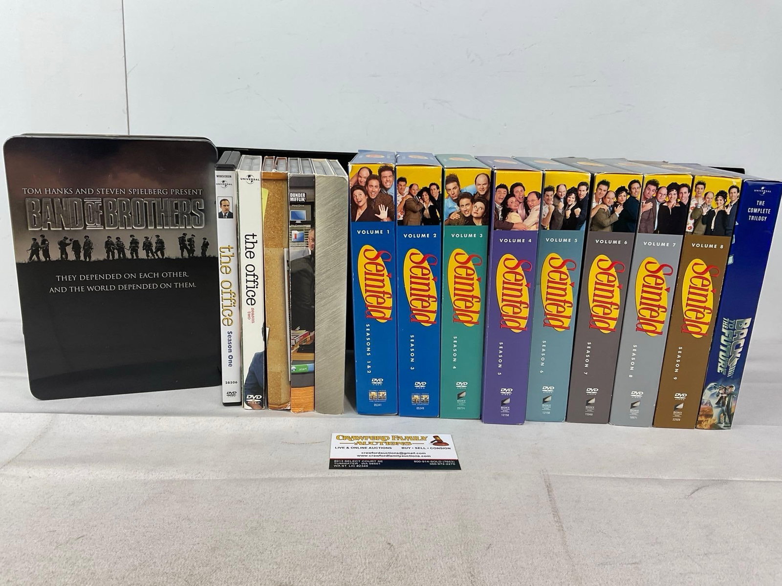 Band of Brothers, The Office seasons 1-5, Full Set of Seinfeld on DVD, & Back To The Future 1-3
