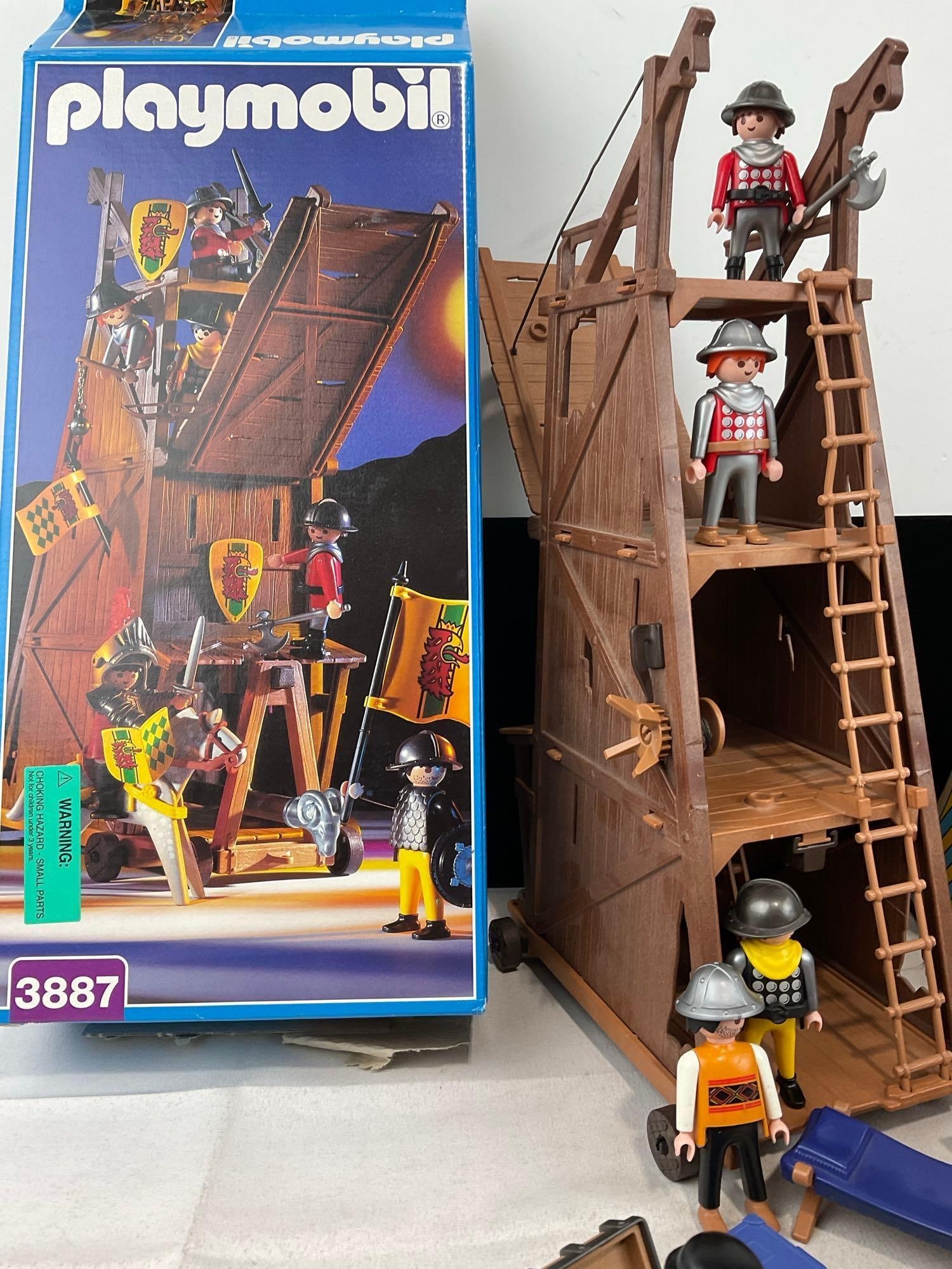Playmobil 3654, 3887, 3888 Pieces w/Boxes, Siege Tower, Tent, Soldiers, Horse Training, & more - 2