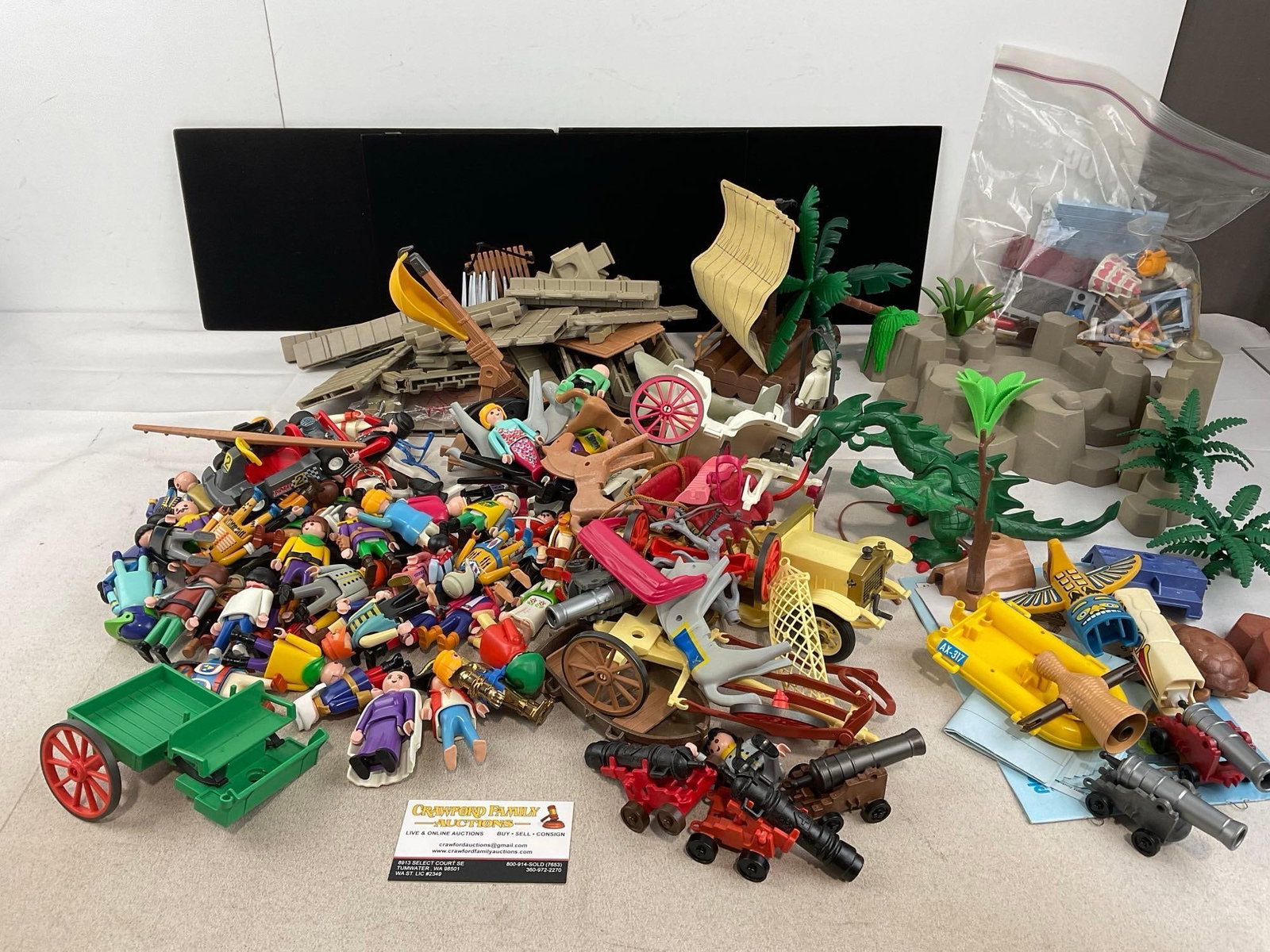 Large Selection of Playmobil Figures, Castle Walls, Rocks, Horses, Dragon & more, 100+ pieces