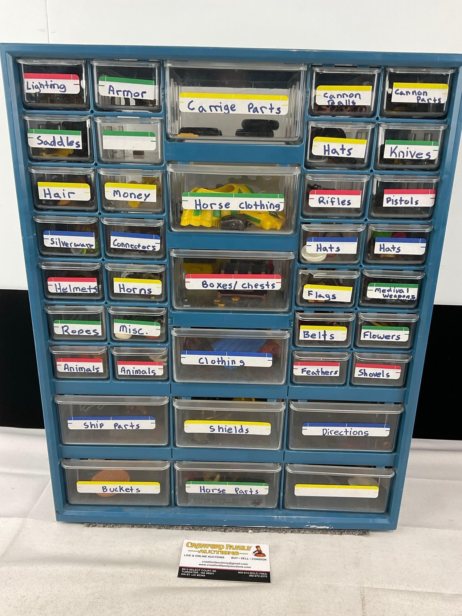 Playmobil Parts in labeled small drawers, Plastic Storage Cabinet, 19x15x10 inches - 2