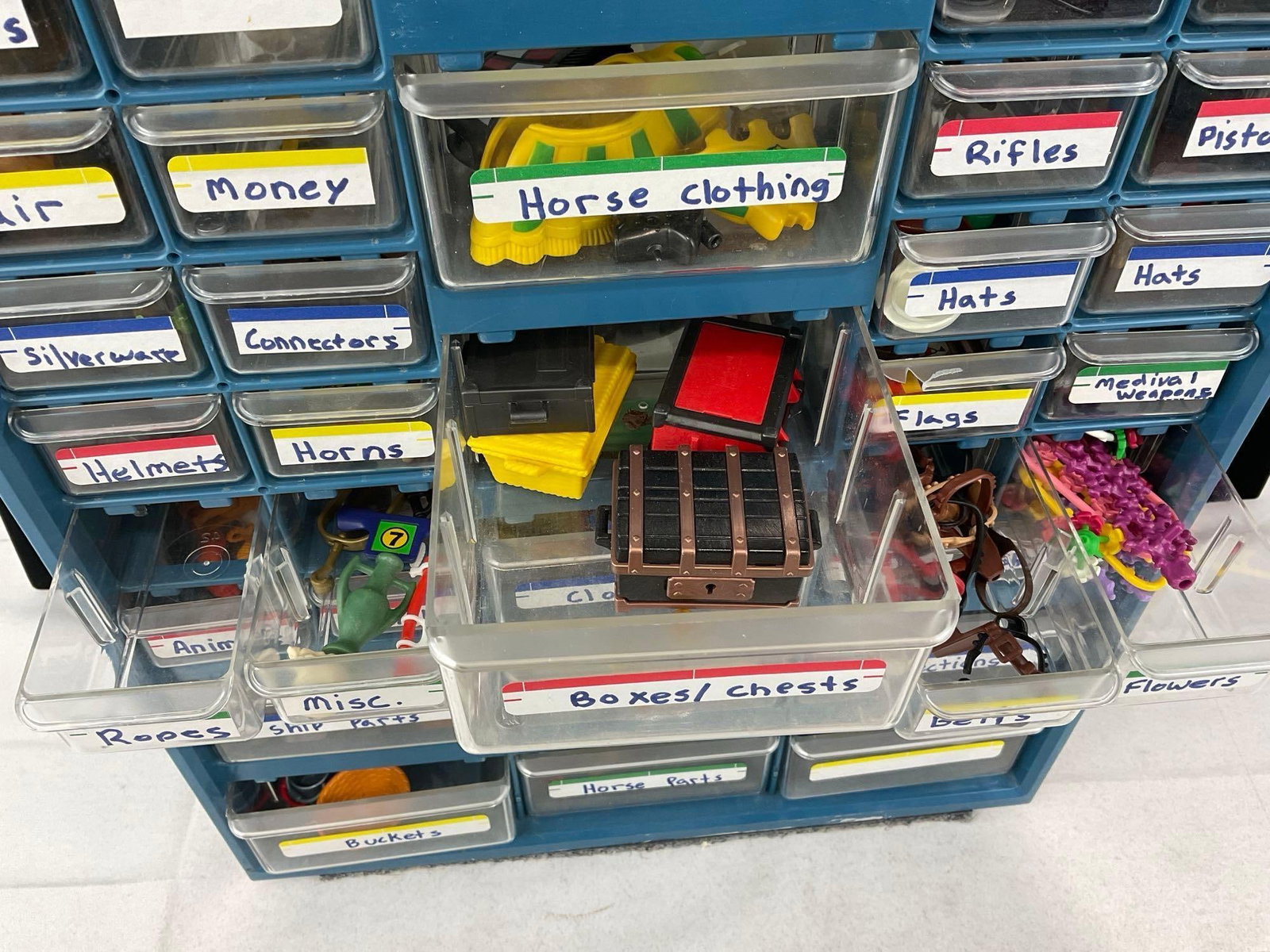 Playmobil Parts in labeled small drawers, Plastic Storage Cabinet, 19x15x10 inches - 5