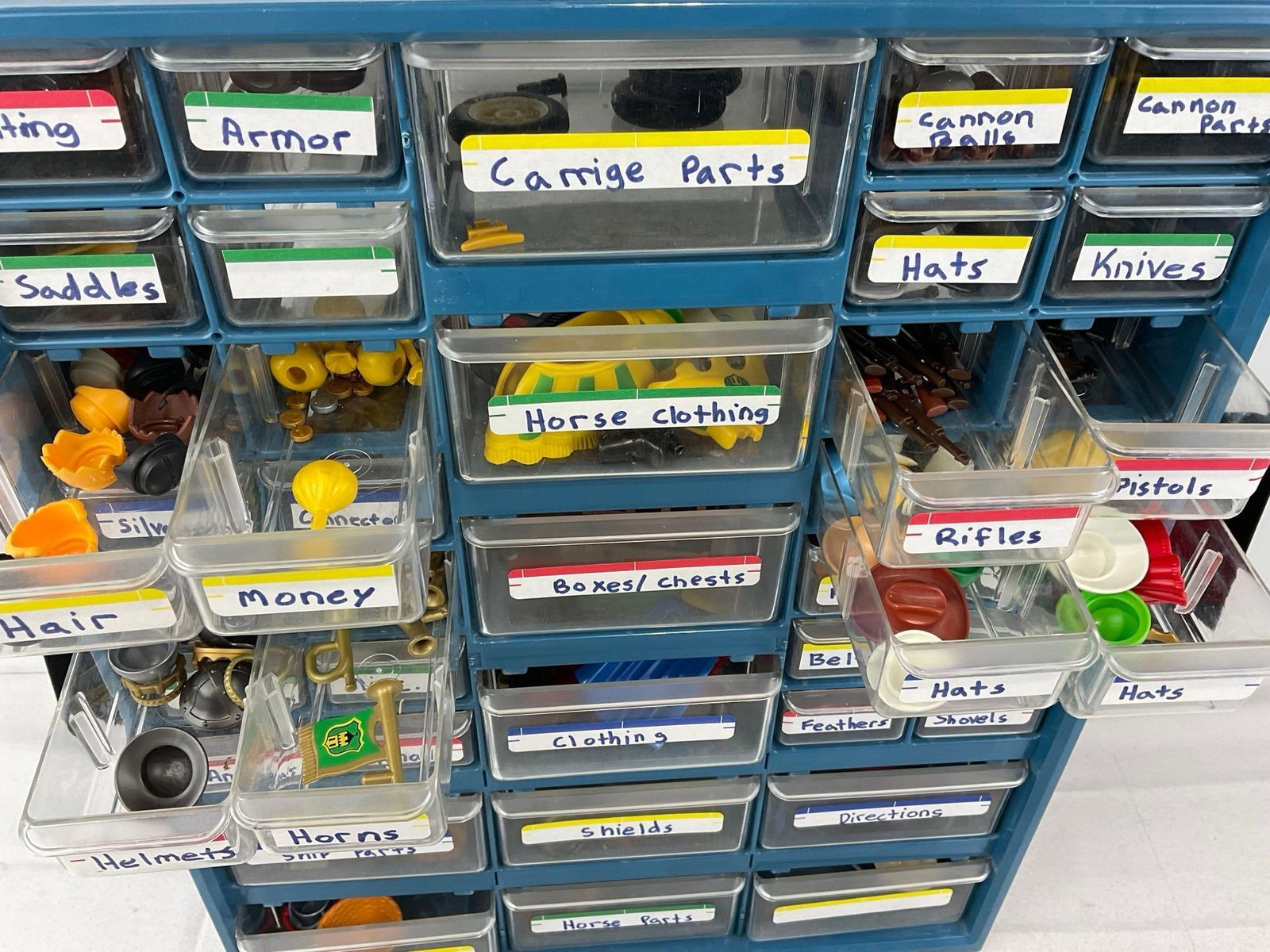 Playmobil Parts in labeled small drawers, Plastic Storage Cabinet, 19x15x10 inches - 6