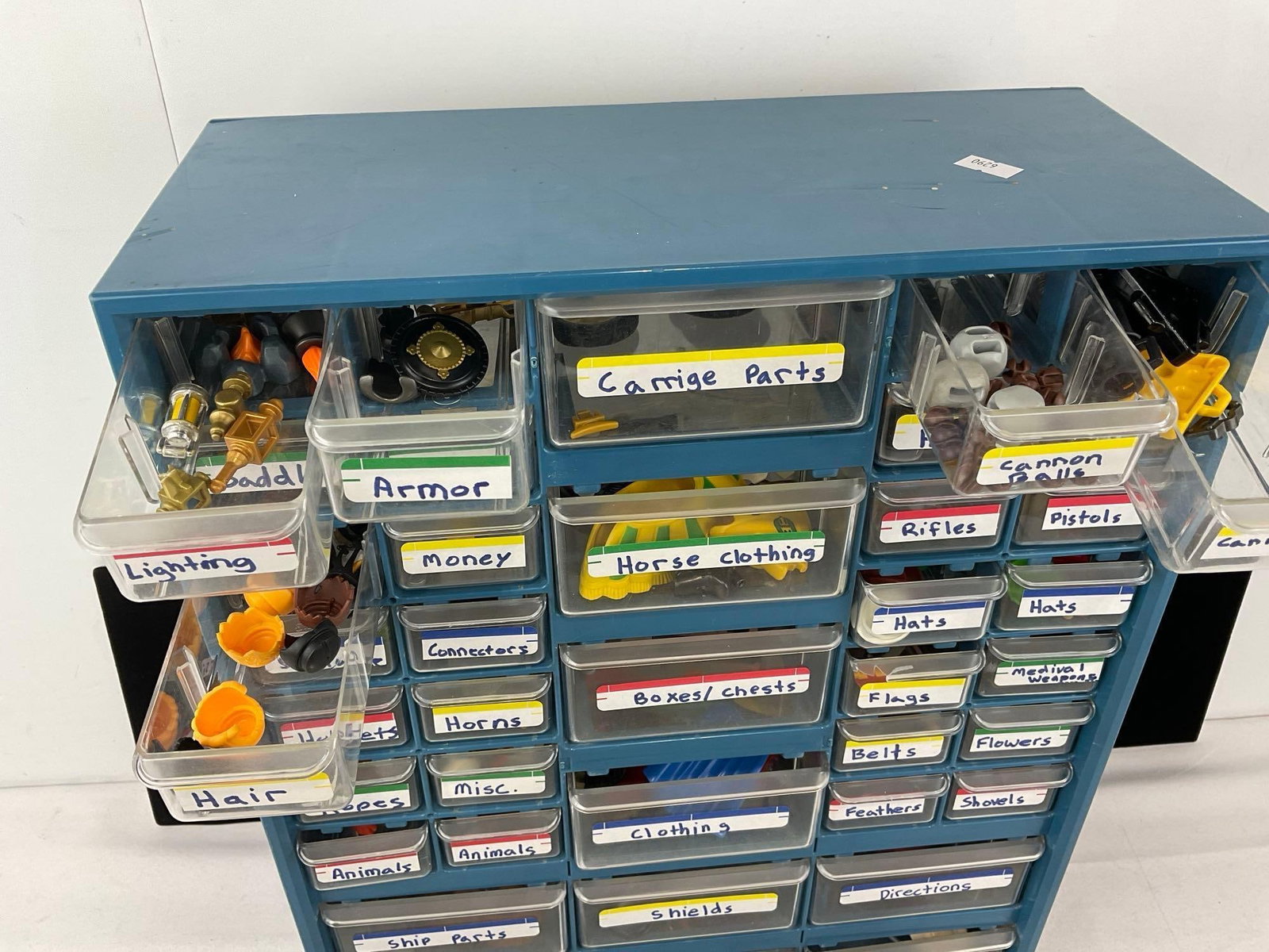 Playmobil Parts in labeled small drawers, Plastic Storage Cabinet, 19x15x10 inches - 7