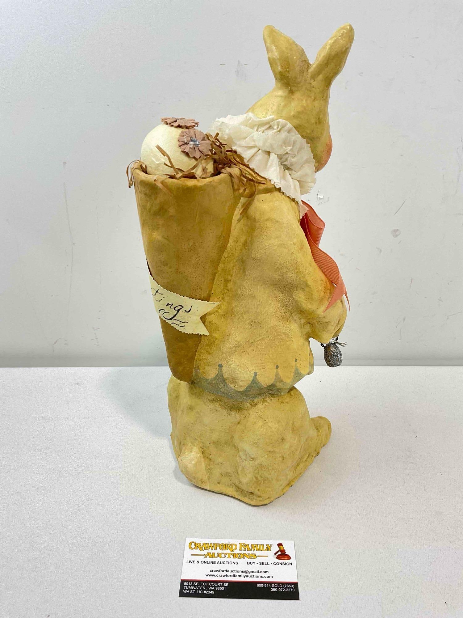 Charming Nicole Sayre Collection Composite Easter Rabbit Decorative Figurine. Fair Condition. - 5