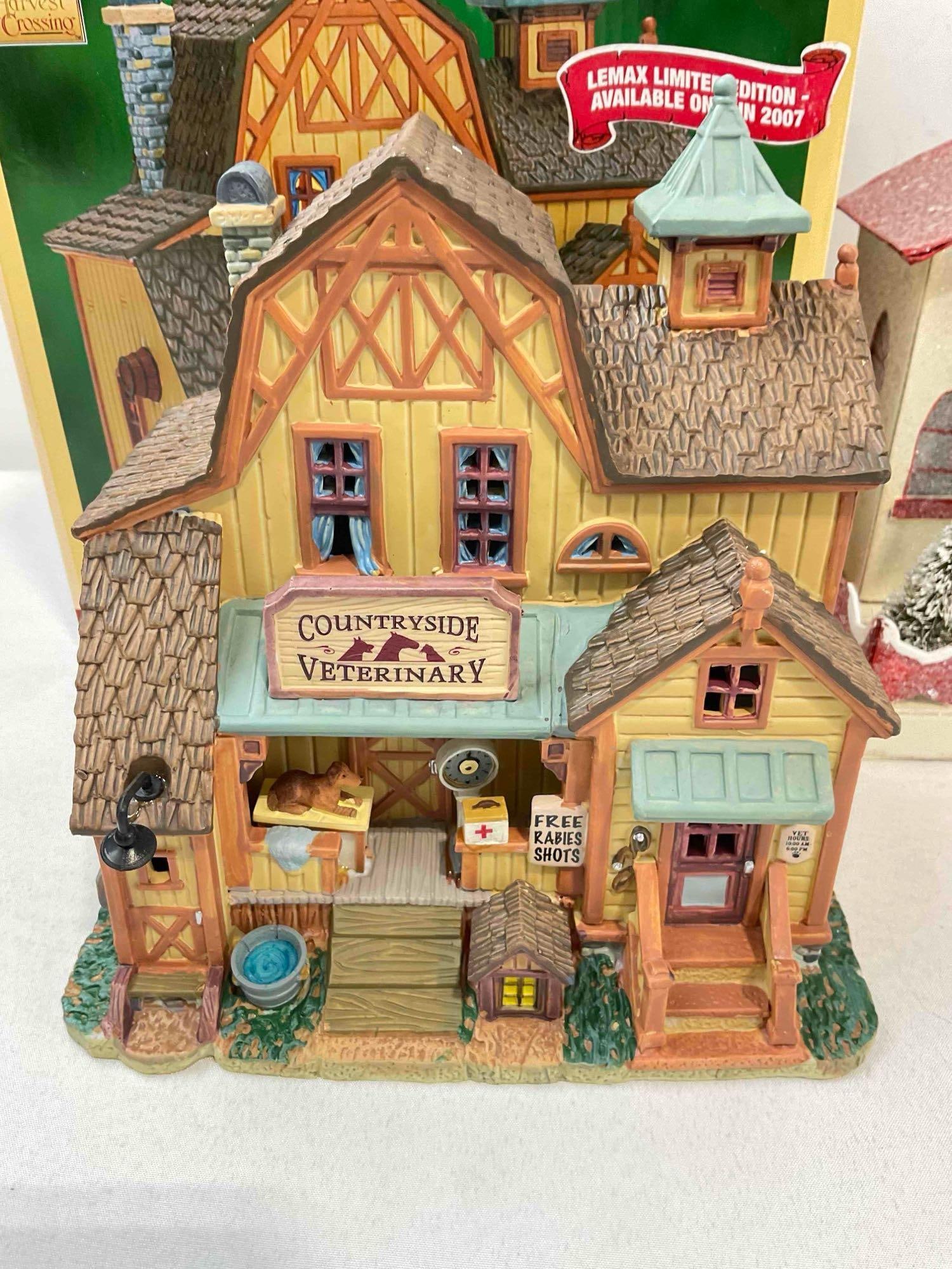 3 pcs Christmas Decorations, incl. LeMax Ceramic Lighted Building & Dept. 56 Sisal Trees. See pics. - 4