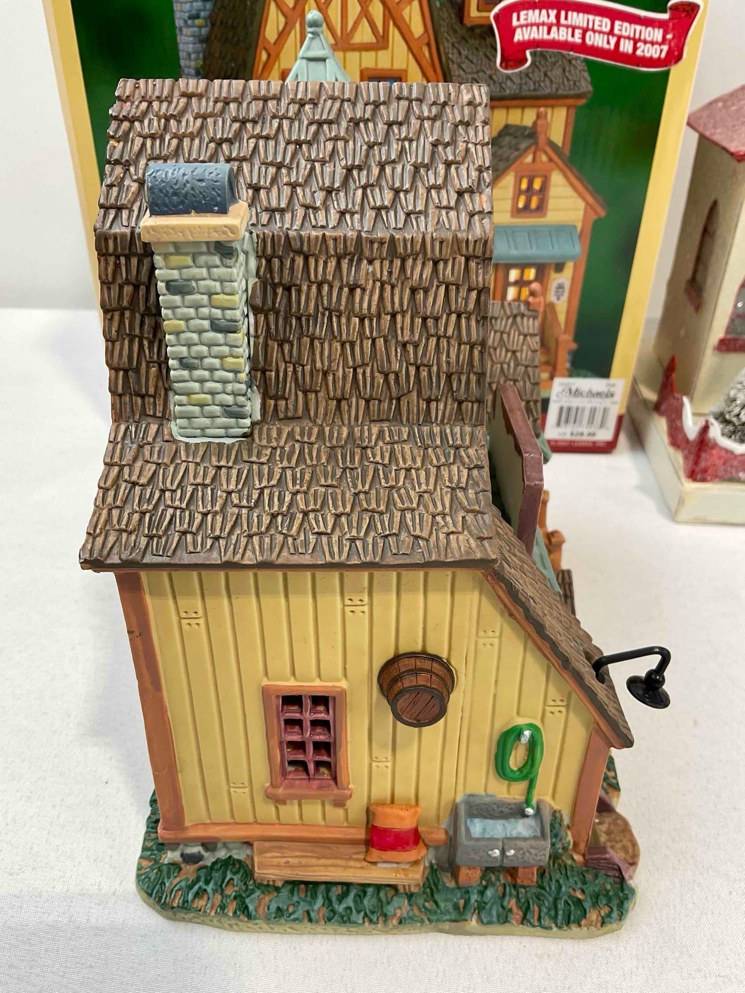 3 pcs Christmas Decorations, incl. LeMax Ceramic Lighted Building & Dept. 56 Sisal Trees. See pics. - 5
