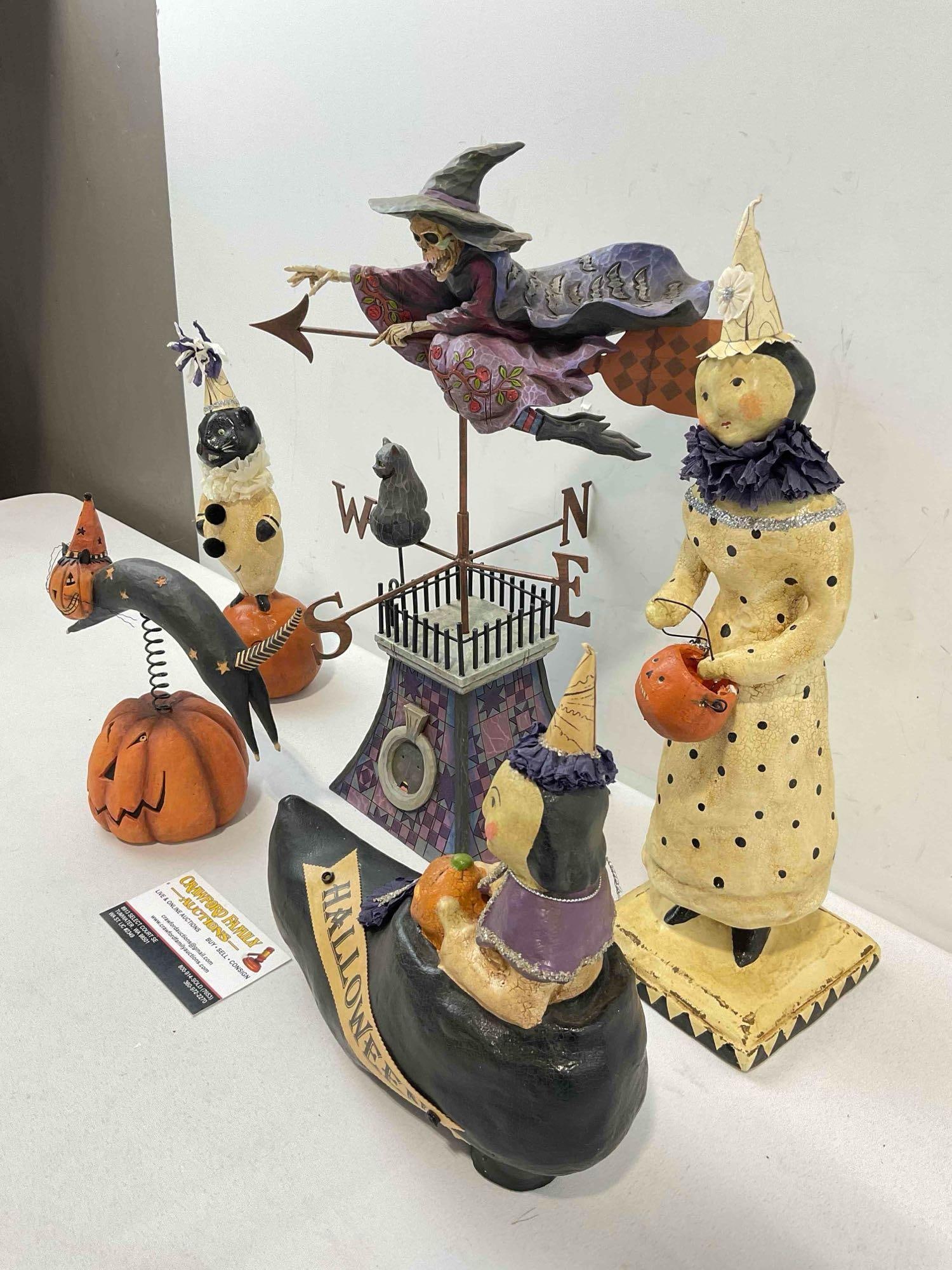 5 pcs Composite Halloween Decorative Figurines, incl. Jim Shore "Comes the Storm" 4008115. - 2