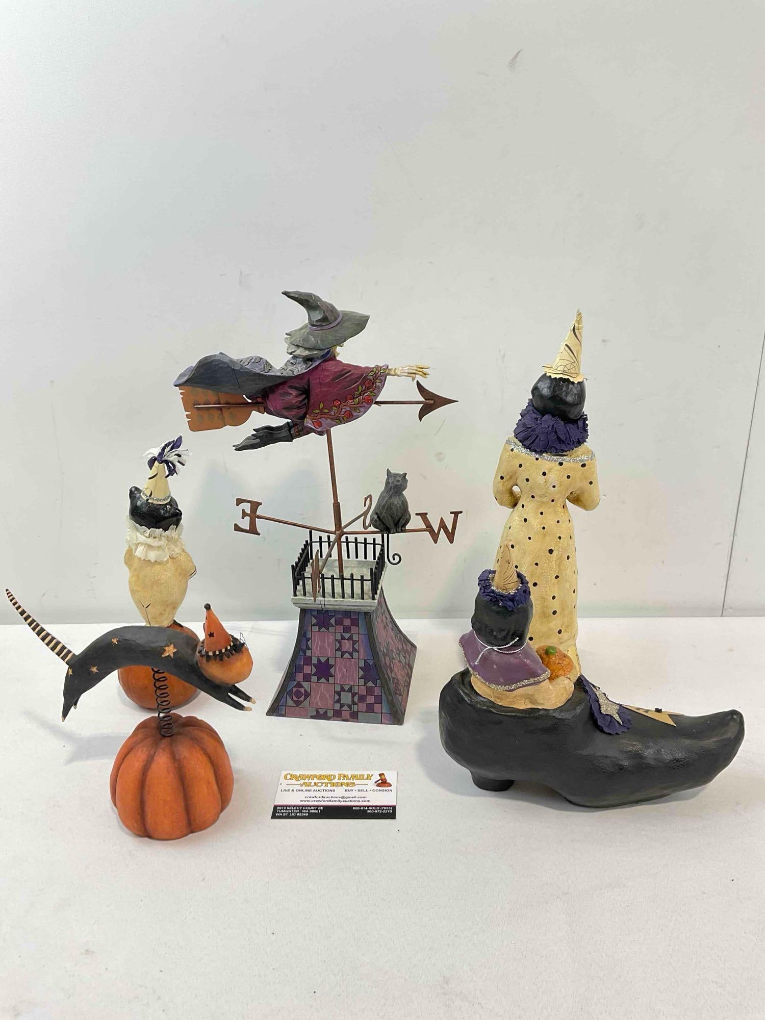 5 pcs Composite Halloween Decorative Figurines, incl. Jim Shore "Comes the Storm" 4008115. - 4