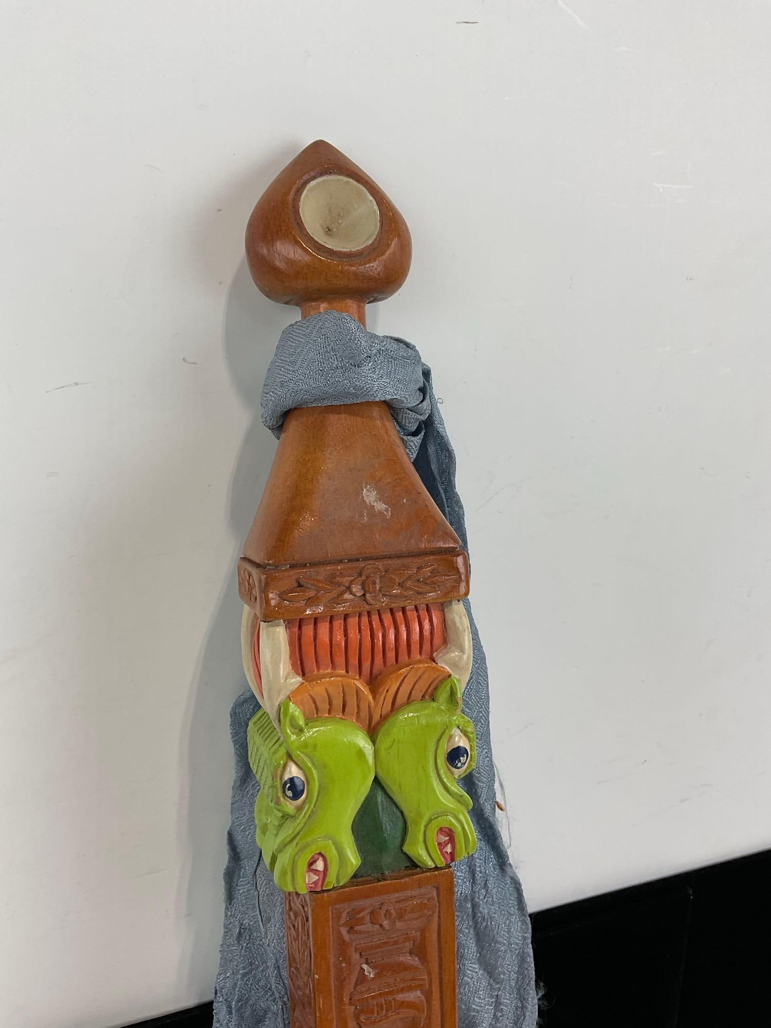 Chinese Intricately Carved Dragon Post, Handpainted, 20h x 4w x 4d inches - 2