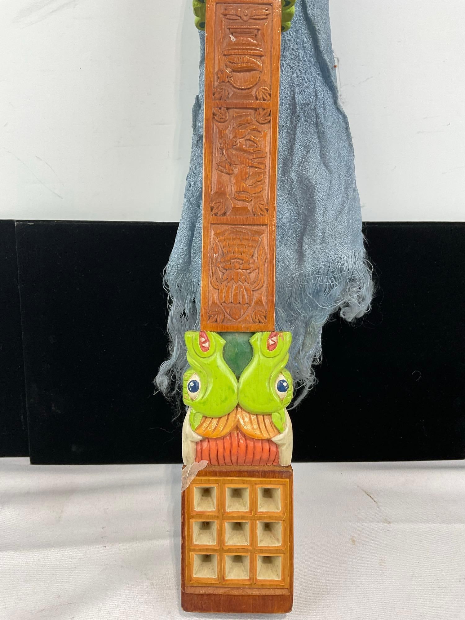 Chinese Intricately Carved Dragon Post, Handpainted, 20h x 4w x 4d inches - 3
