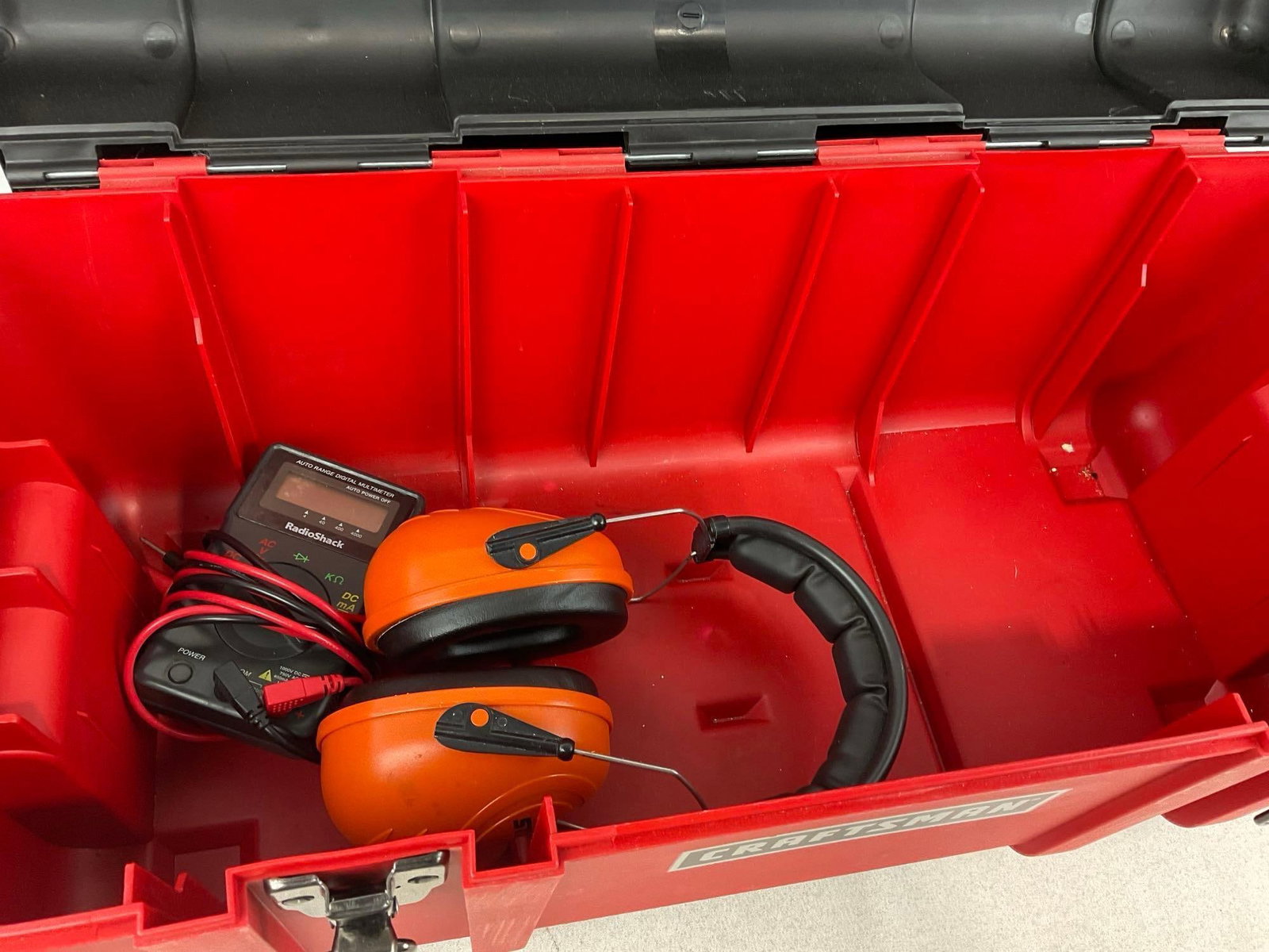 Craftsman Toolbox, Black & Red, Molded Plastic, w/top organizer, 11x23x12 inches - 3