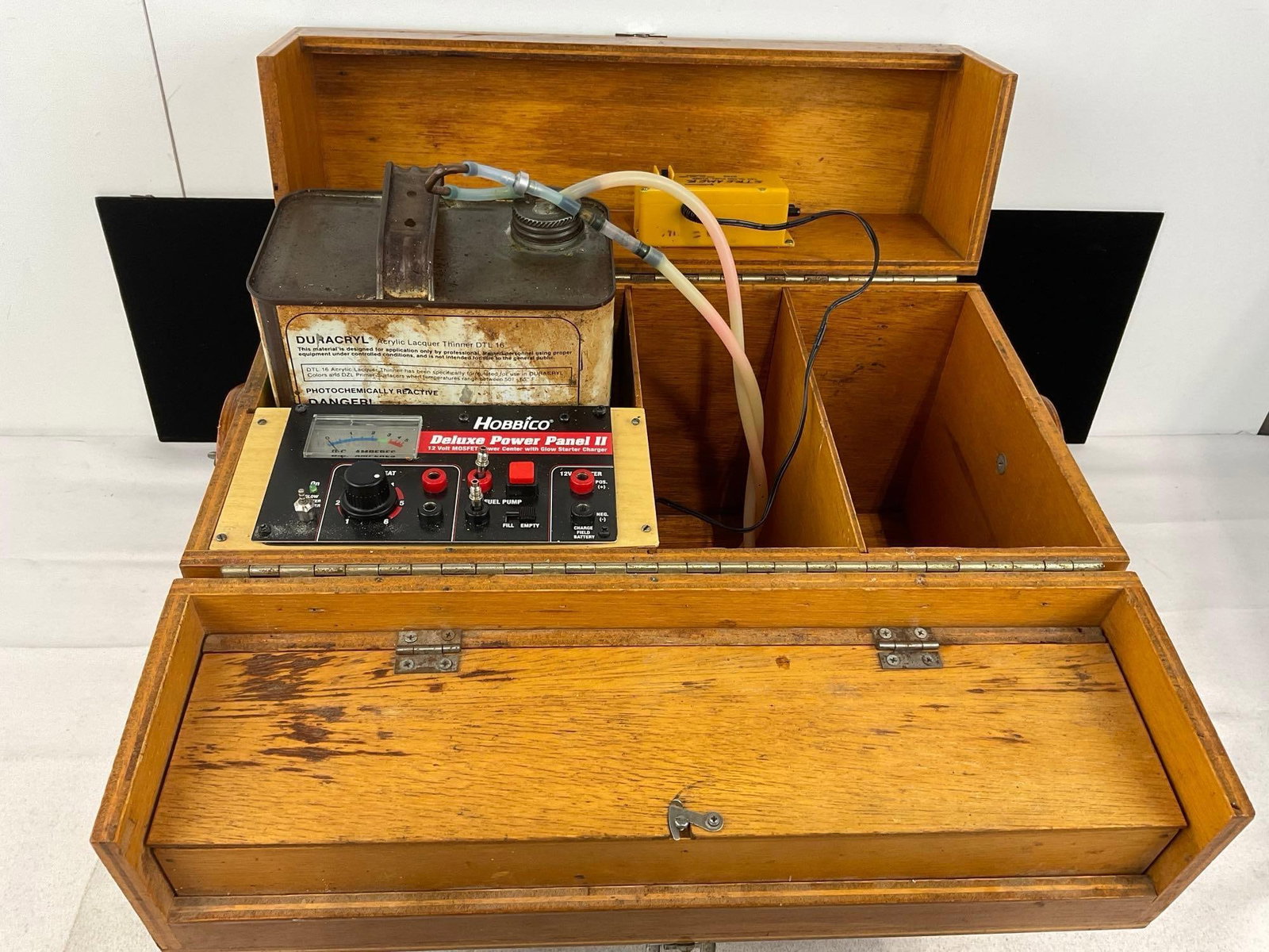 Handmade Tool Box w/Hobbico Deluxe Power Panel II, Streamer 12v Glow Fuel Pump, 17x18x10 inches - 4
