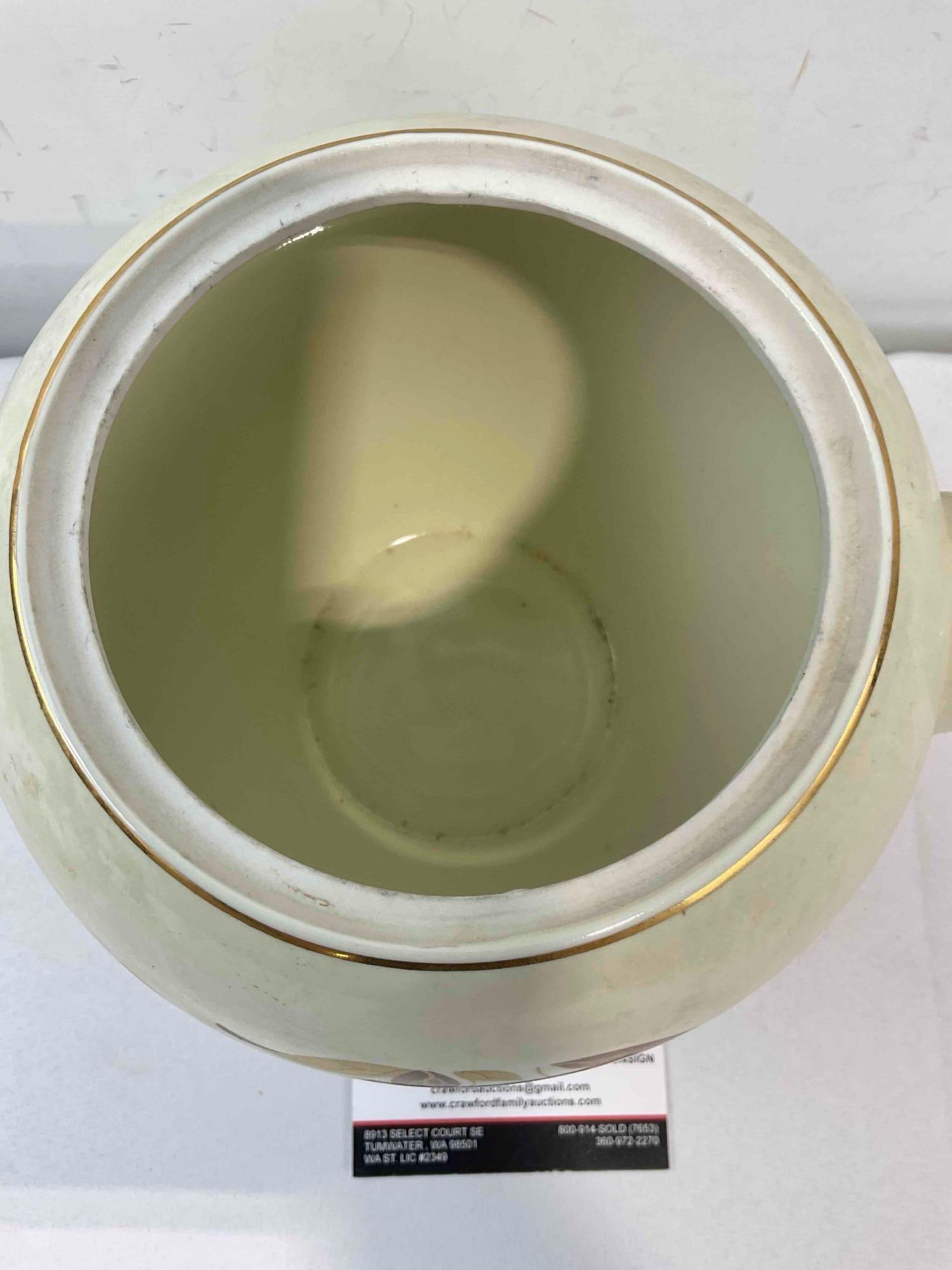 Vintage Hall's Superior China Ceramic Cookie Jar w/ Autumn Leaf Pattern. Far Condition. See pics. - 4