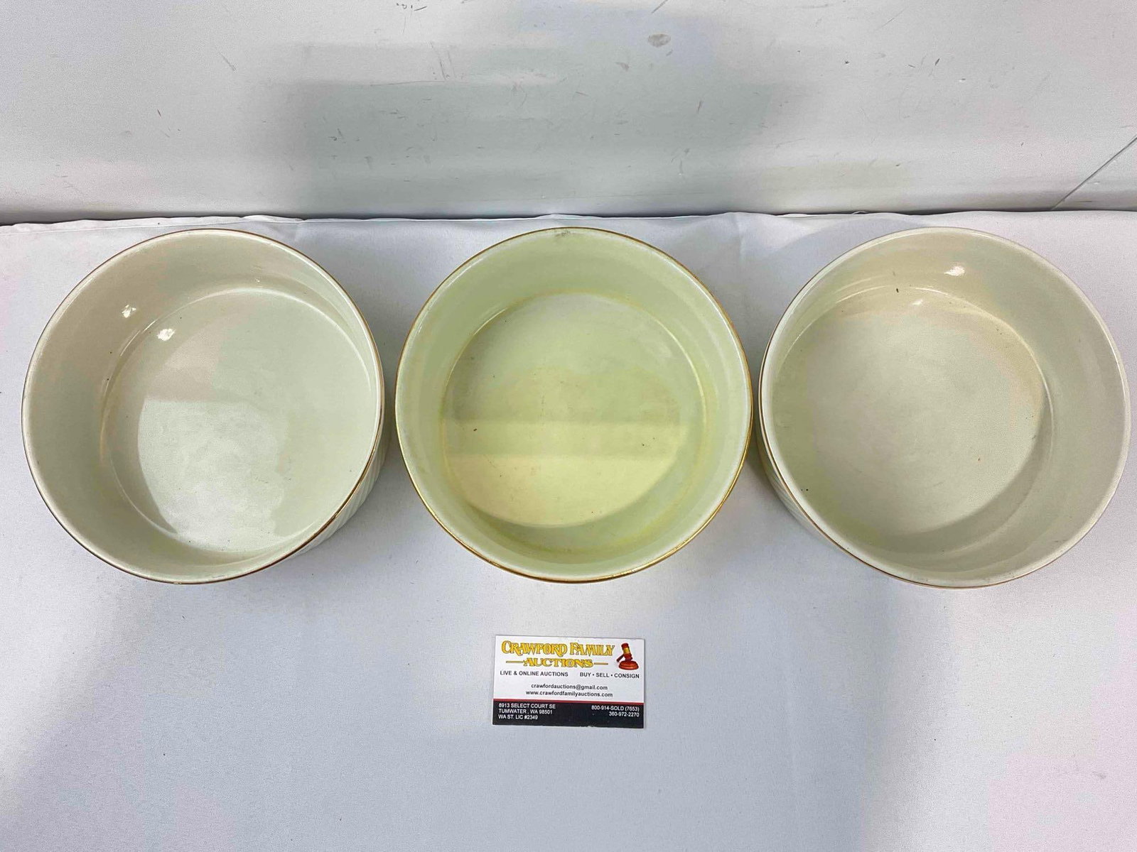3 pcs Vintage Hall China Ceramic Casserole Dishes w/ Autumn Leaf Pattern. Good Condition. - 4