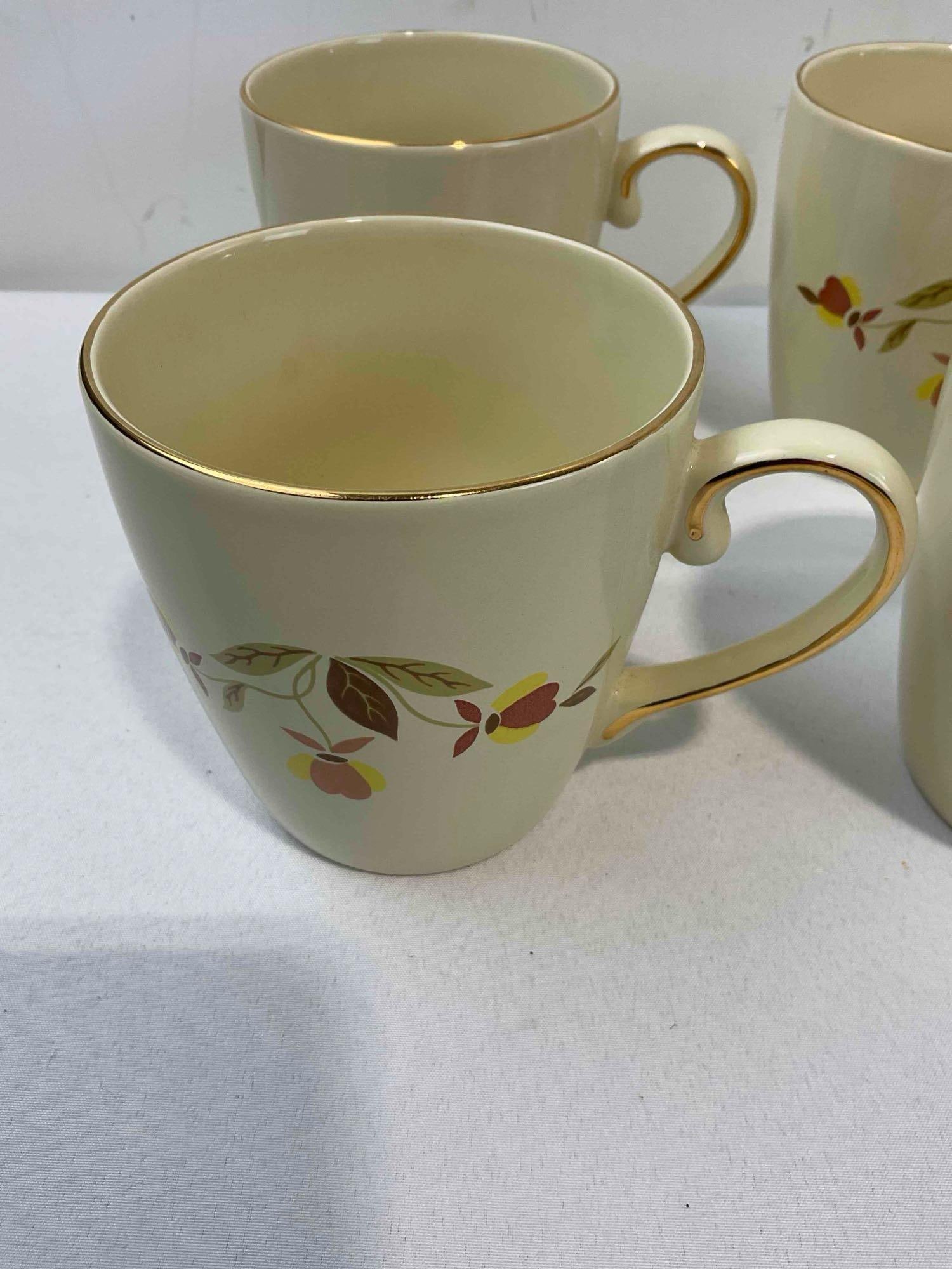 8 pcs Ceramic Specialties China Mugs w/ Hall China's Autumn Leaves Design. Good Condition. - 5