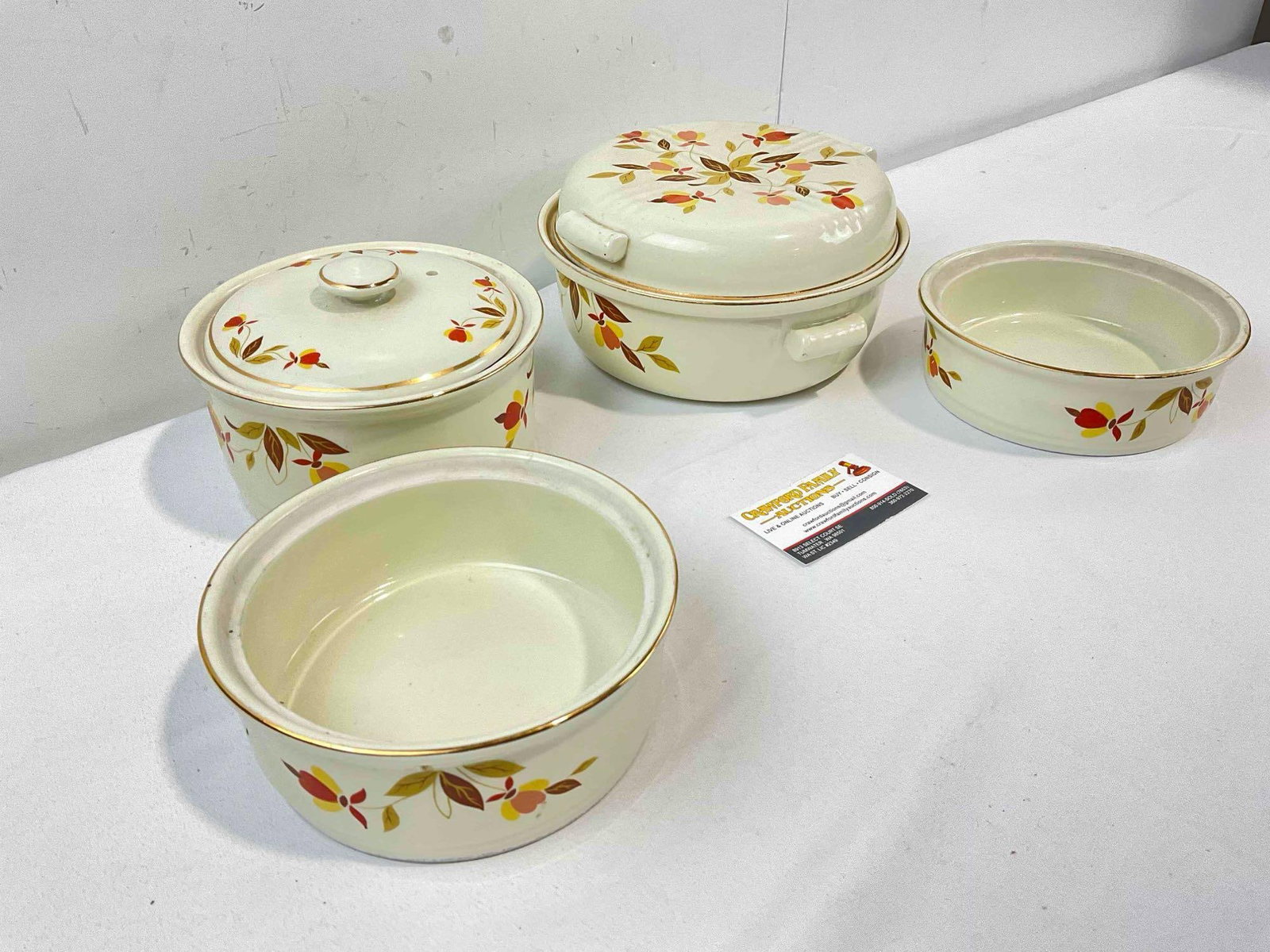 4 pcs Vintage Hall China Ceramic Dish Assortment w/ Autumn Leaf Design. Good Condition. - 2
