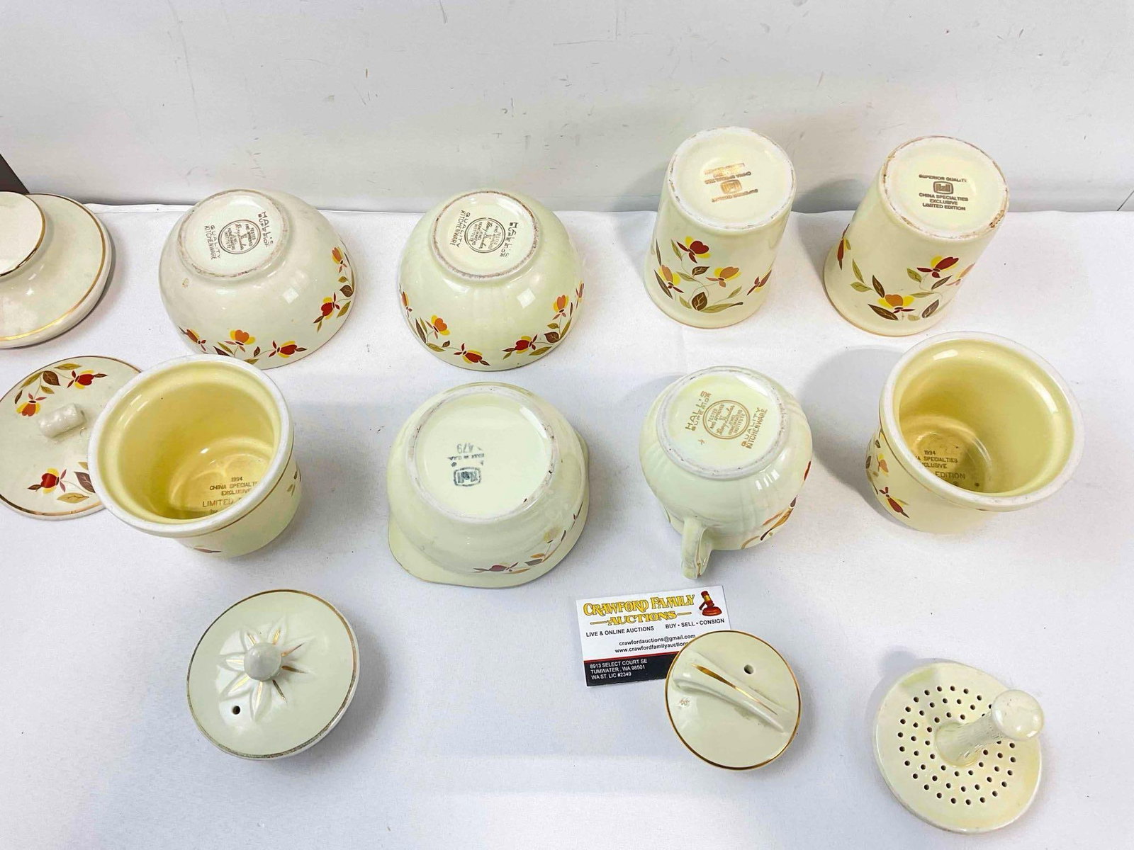 8 pcs Vintage Hall China Ceramic Assortment w/ Autumn Leaf Design, incl. Jars & More! See pics. - 6