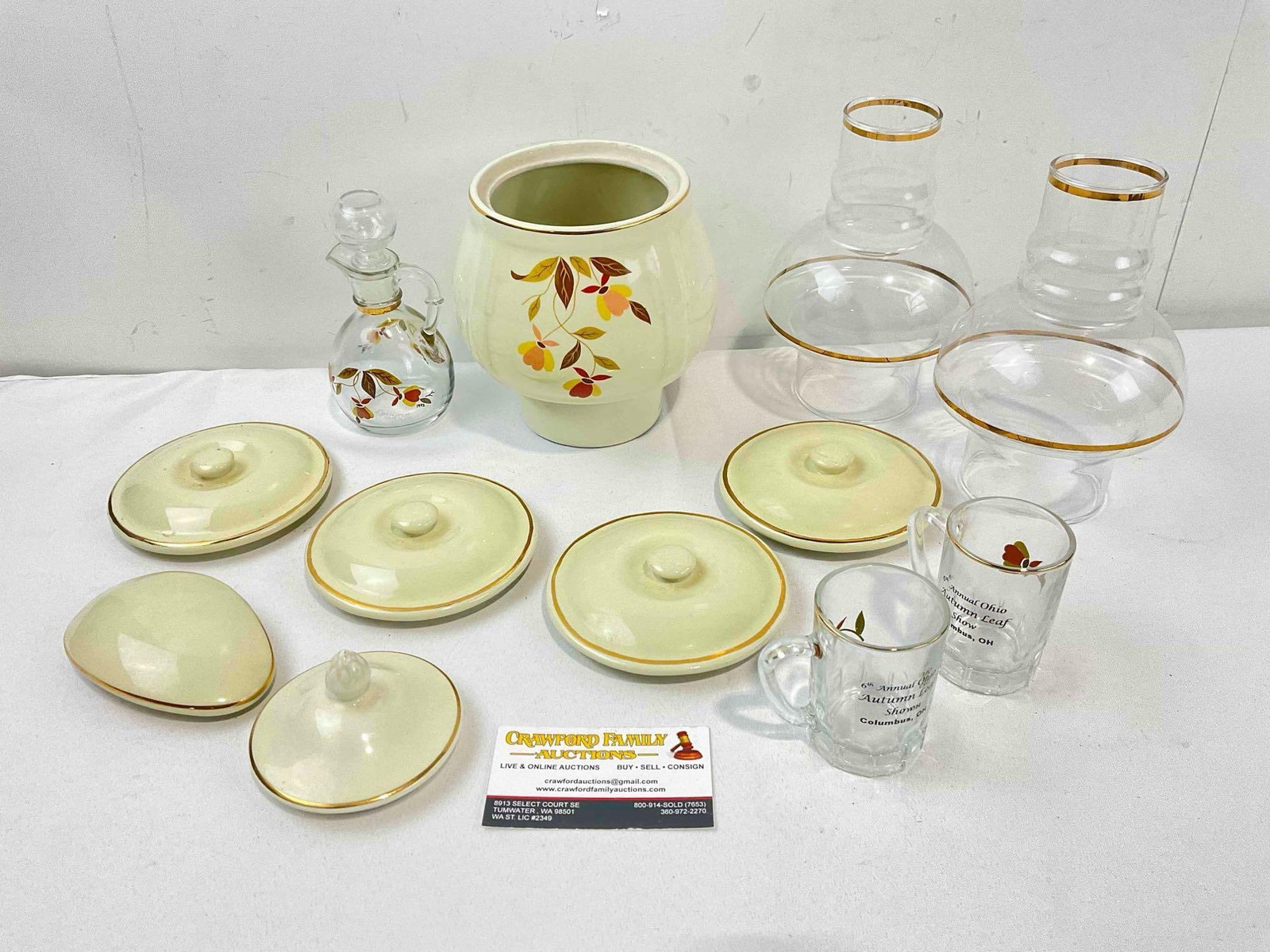 12 pcs Vintage Ceramic & Glass Assortment, incl. Hall? Autumn Leaves Pattern Coffee Maker. (1 of 4)