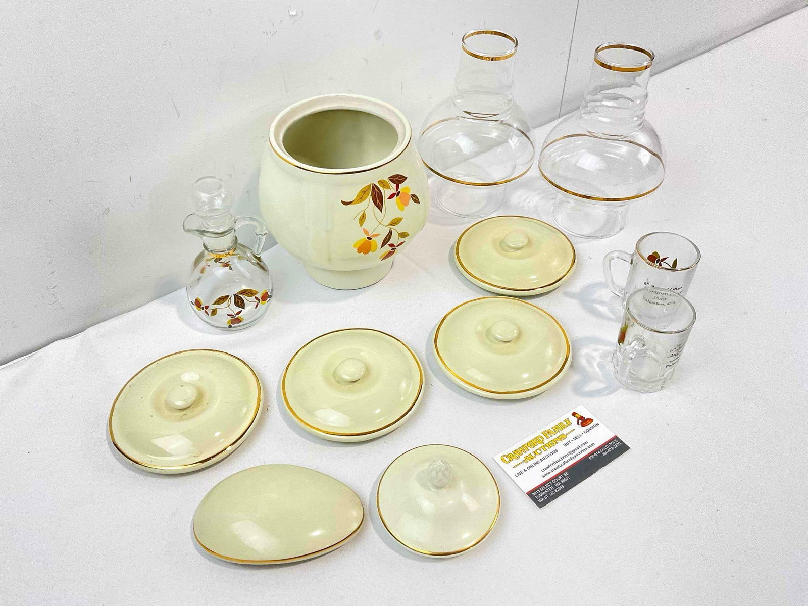 12 pcs Vintage Ceramic & Glass Assortment, incl. Hall? Autumn Leaves Pattern Coffee Maker. - 3