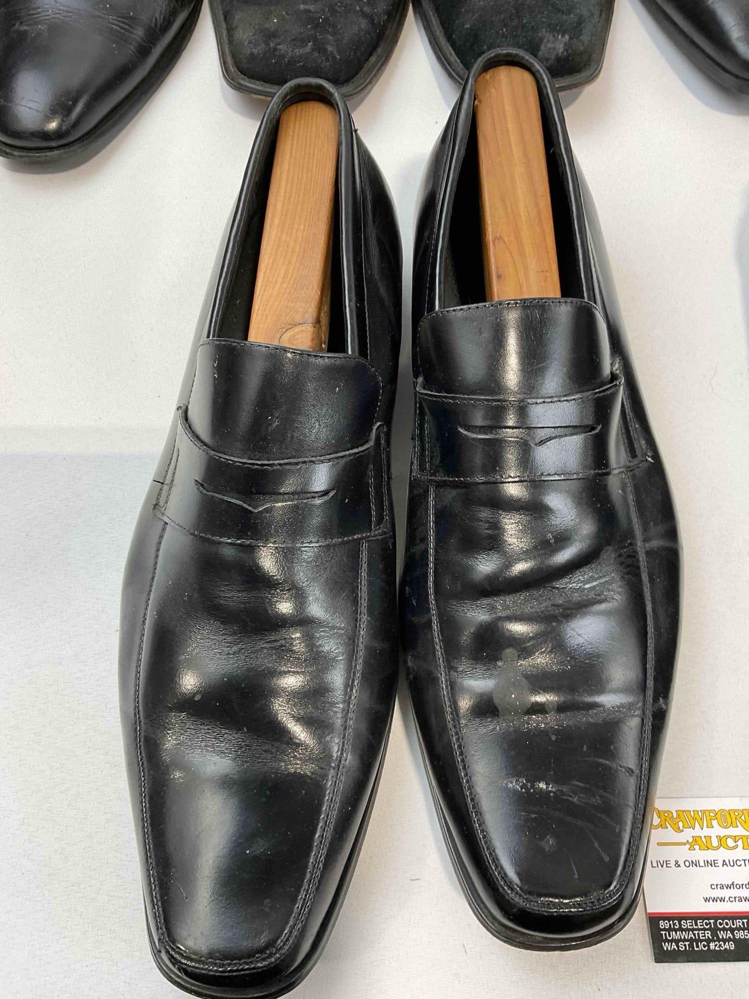6 Pairs of Men's US 10.5-11 Black Shoes, incl. Tommy Bahama, Stacy Adams & Steve Madden. - 8
