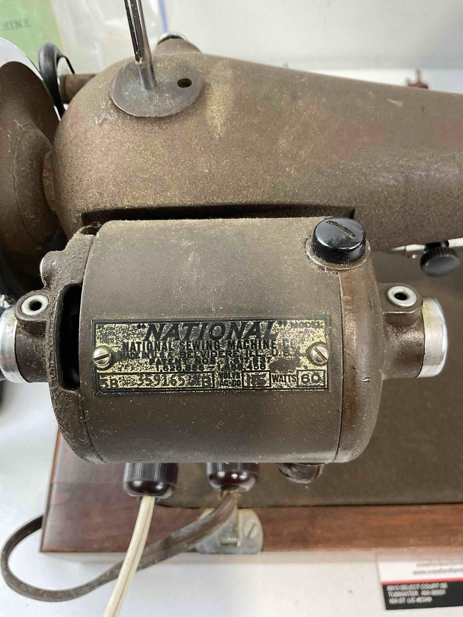 Vintage Eldredge "E" Electric Sewing Machine w/ Case & Attachments. Tested, Works. See pics. - 5