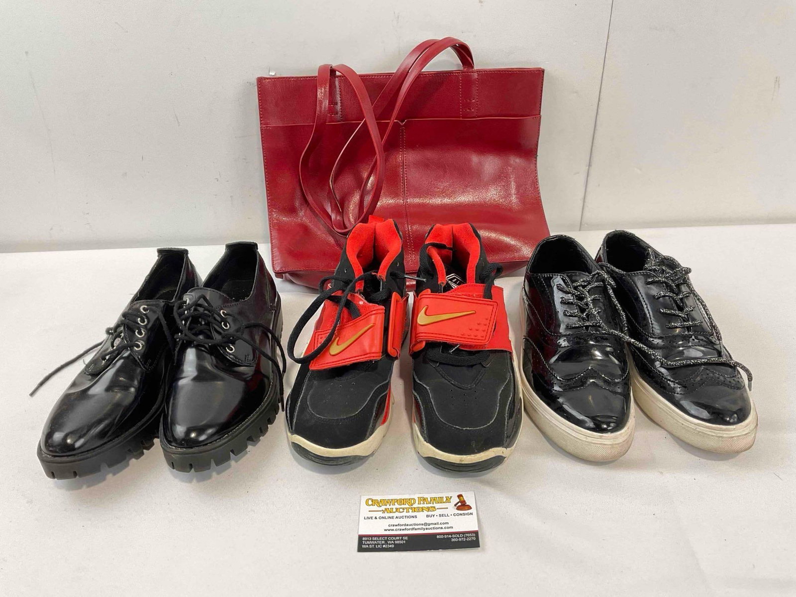 Red Leather Alfani Women's Purse & 3x Pairs of Shoes, incl. Nike, Cape Robbin & Mossimo. See pics.