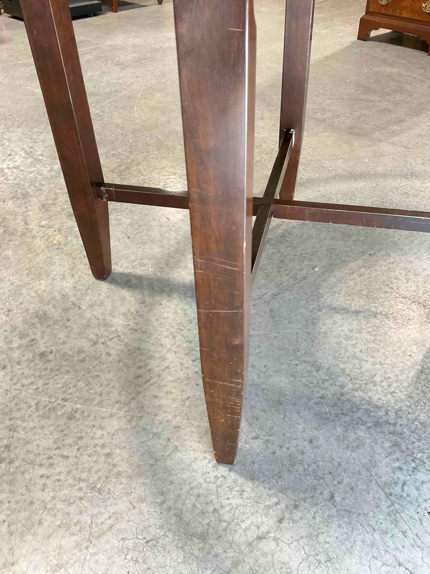 Modern Round Wooden Dining Table w/ Glass Top. Fair Condition. Measures 48" x 48" x 30" - 5
