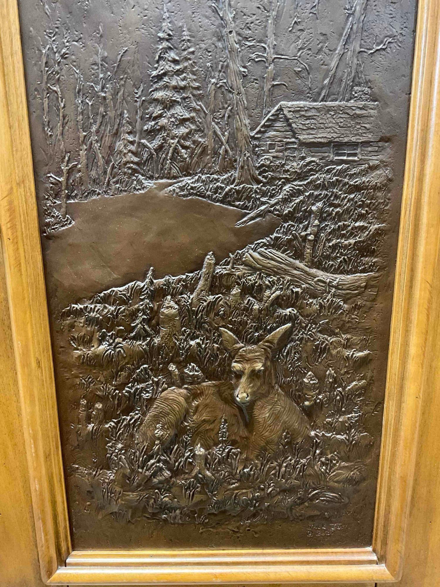 Klaussner "Dick Idol" Rustic Cherry? Wood Finish Armoire w/ Metal Nature Scene. Very Good Cond. - 5