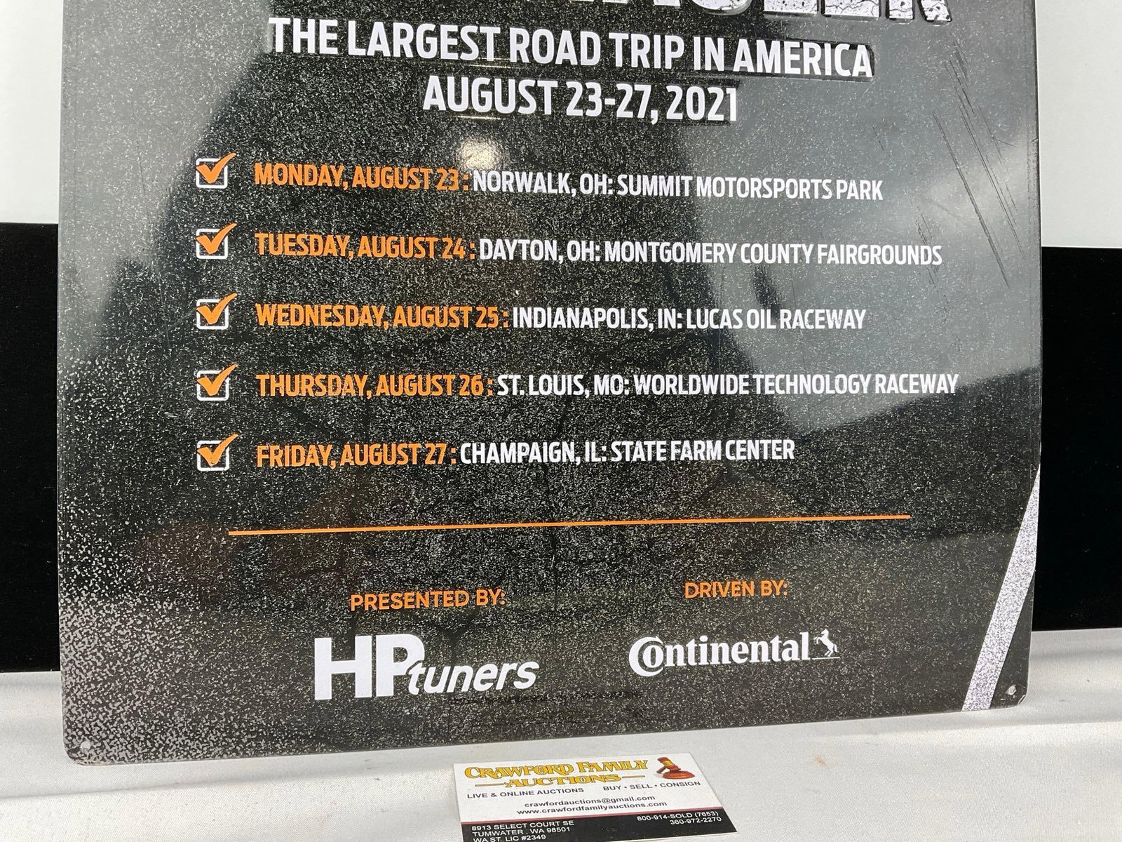 Hot Rod Power Tour 2021 Embossed Metal Sign, Long Haul Gang, w/Congrats Paper on back - 3