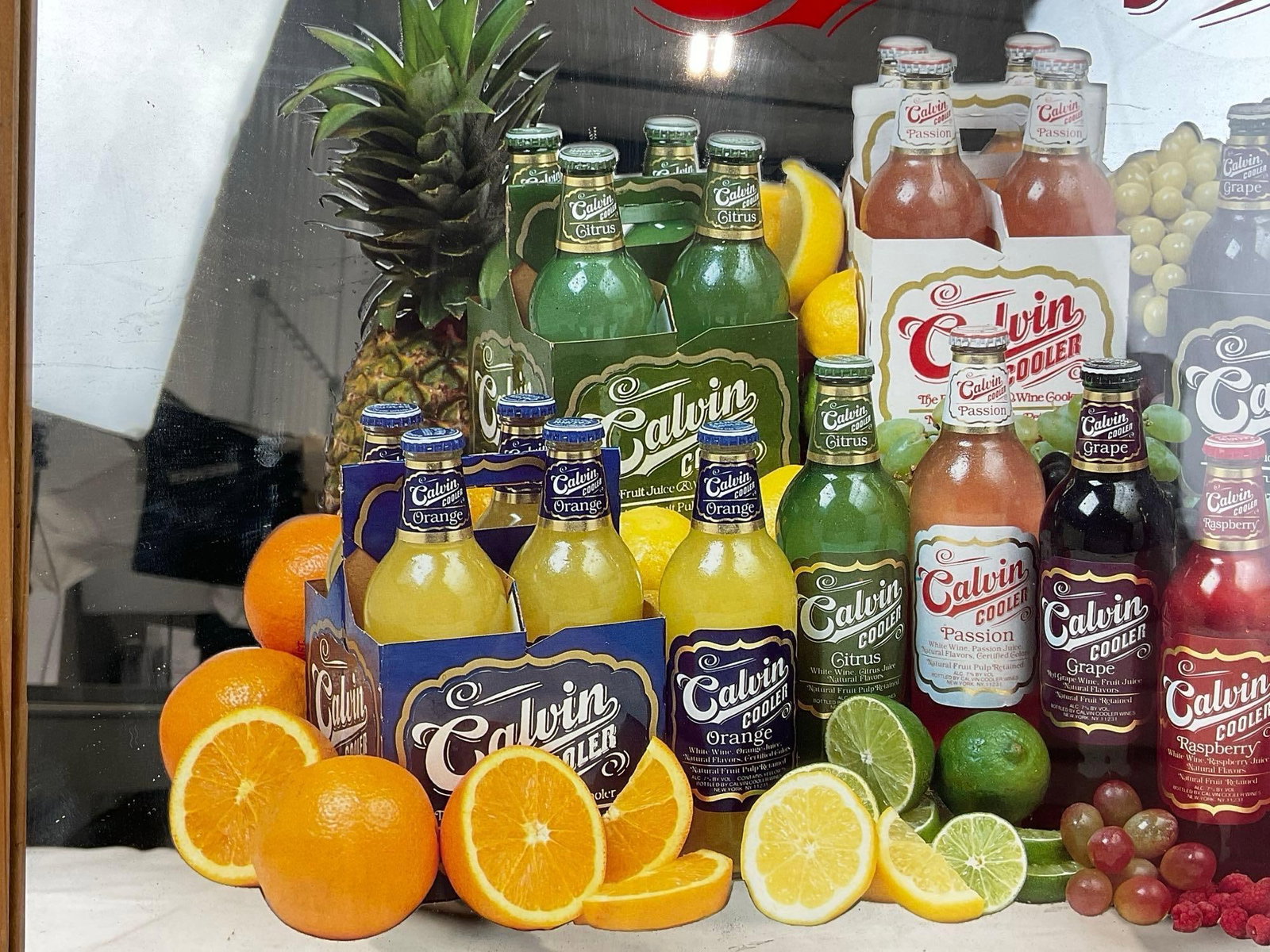 Calvin Cooler Wine Cooler Bar Mirror, 15x19 inches, Wine is Fine but Calvins Cooler - 3