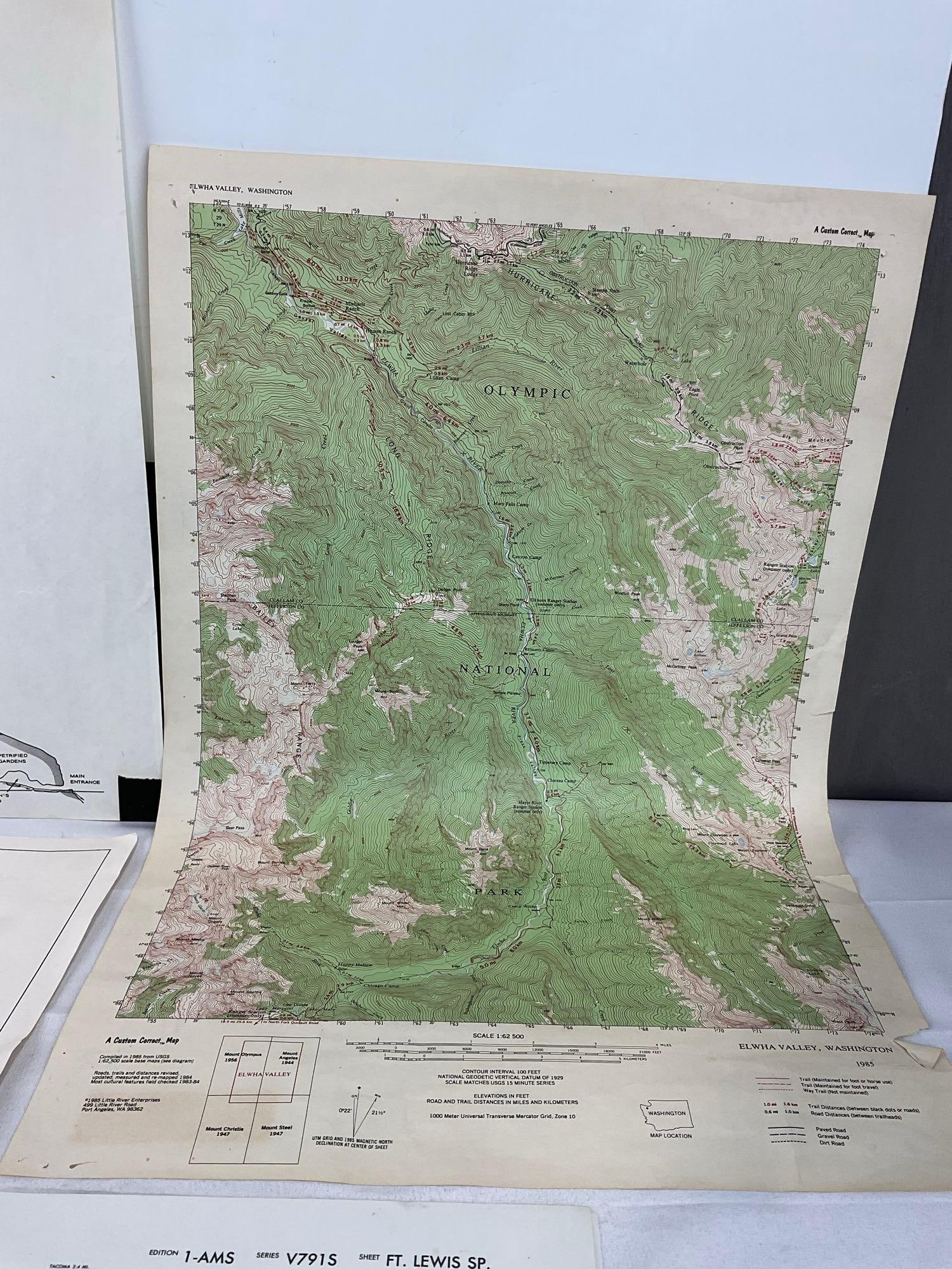 Few PNW Maps, Oregon Caves Tour Route, Fort Lewis Special, Lake Chelan, Elwha Valley, WA, 24 x 18... - 6