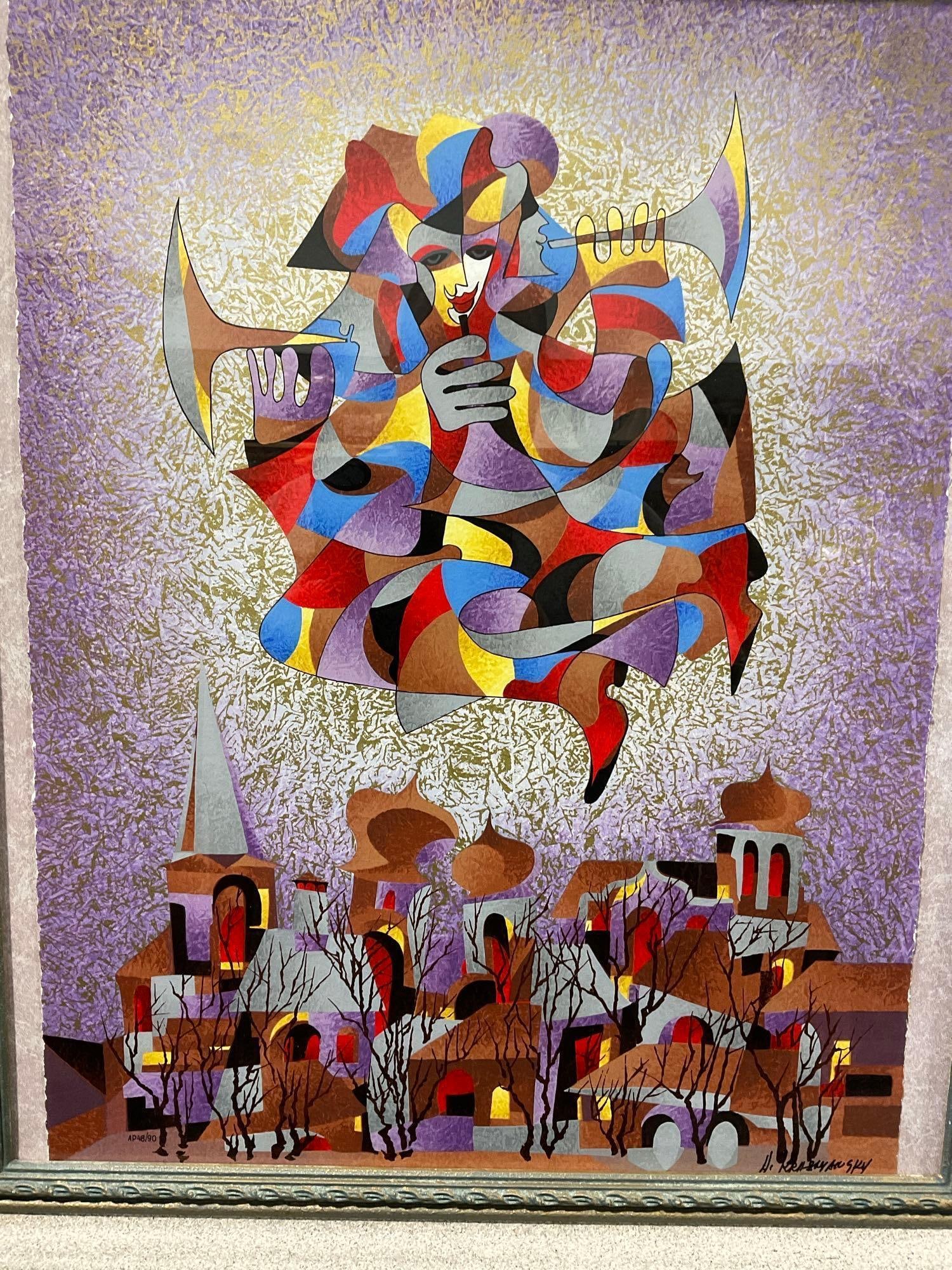 Framed Signed & #d AP 48/90 Lithograph, The Citys Conscience by Anatole Krasnyansky, 30x26 inches - 2