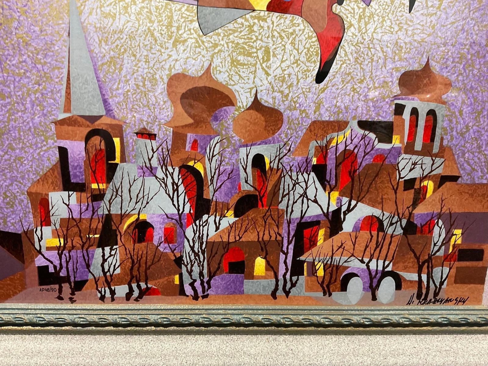 Framed Signed & #d AP 48/90 Lithograph, The Citys Conscience by Anatole Krasnyansky, 30x26 inches - 4