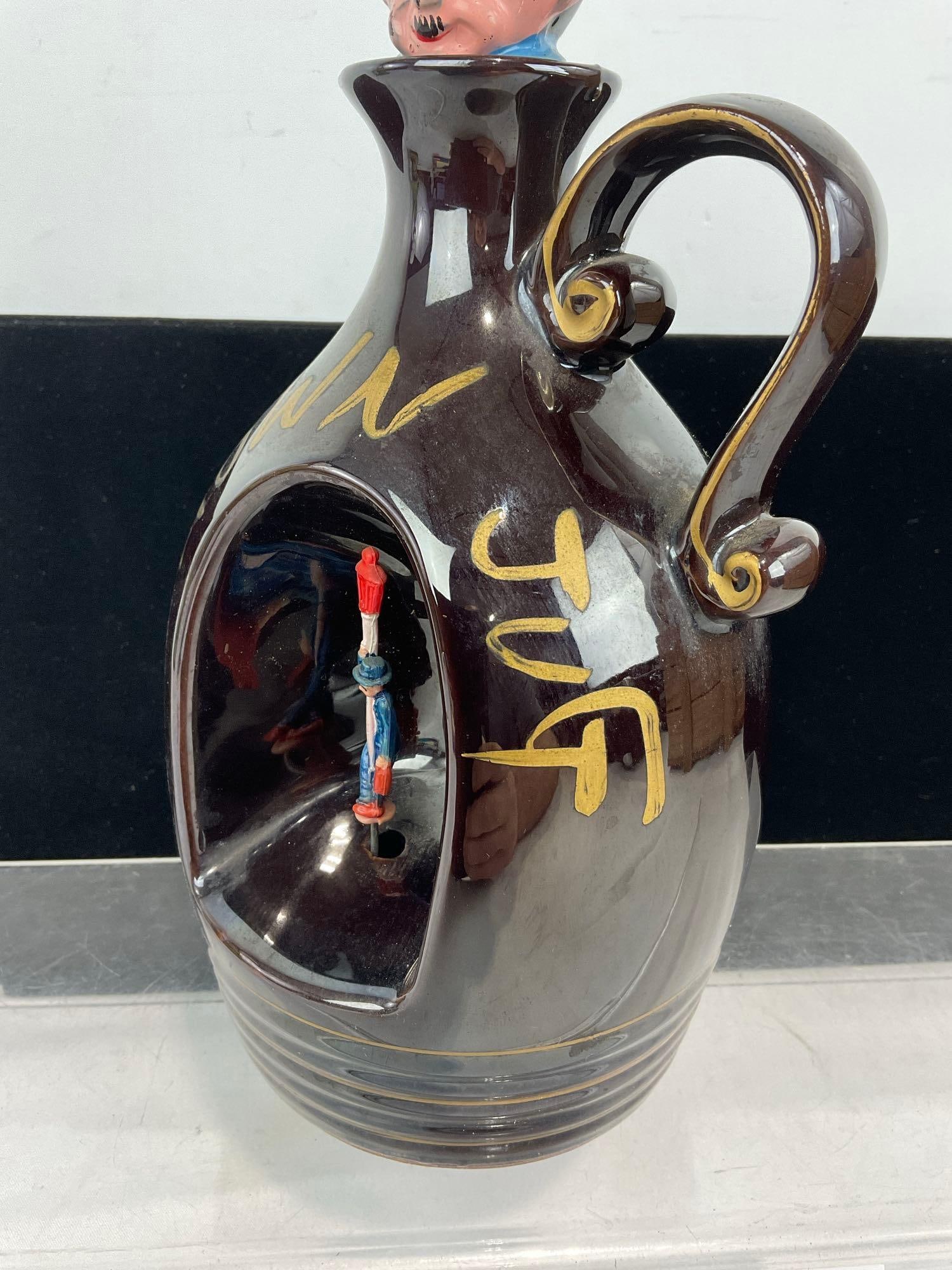 Little Brown Jug Music Decanter, Japan, needs some TLC, loose bottom - 2