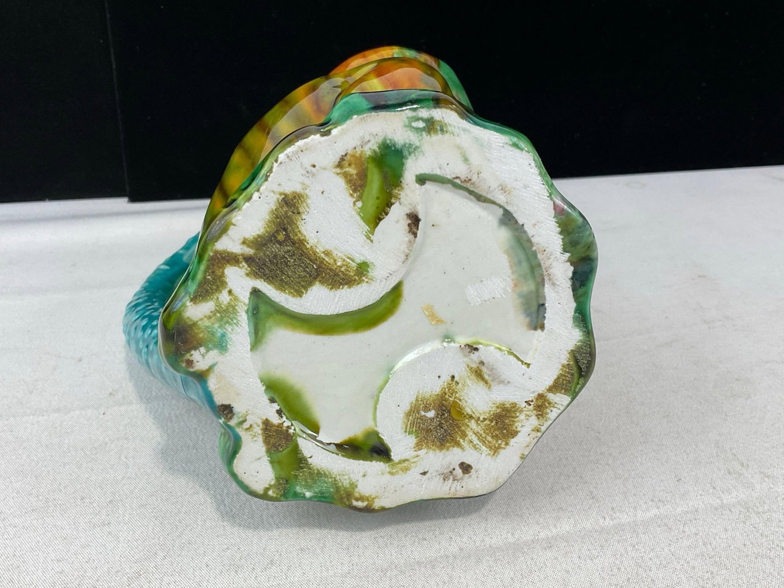 Vintage Majolica-Style Glazed Ceramic Frog Pitcher, 9x6x5 inches - 4