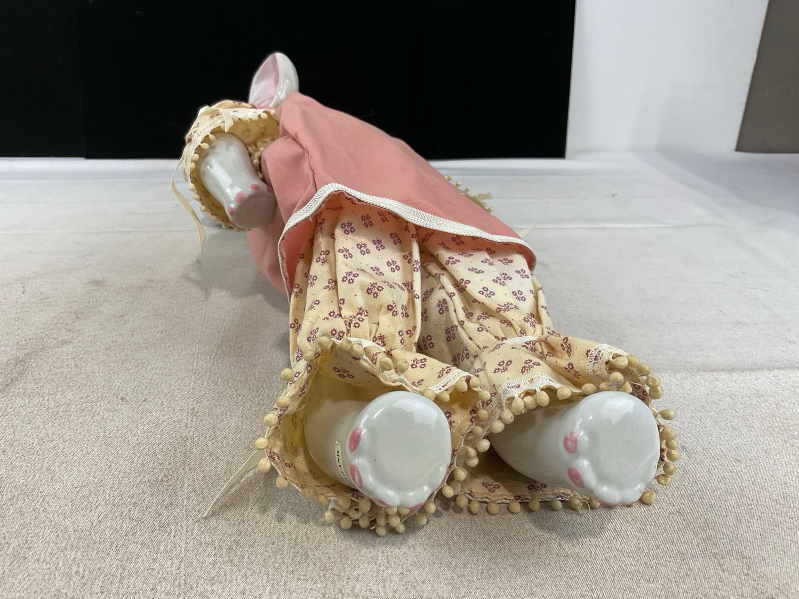 Vintage Thai Handmade Elephant Doll, Pink Coat & Patterned Blouse, w/tassels on the fringe, 18 inch - 4