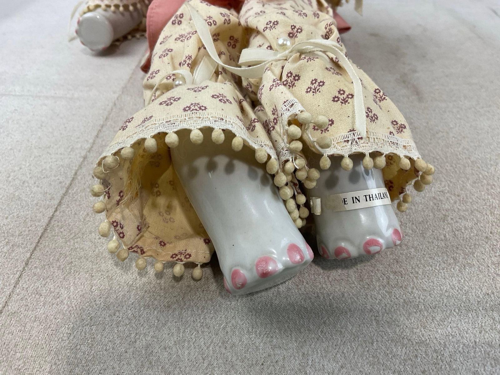 Vintage Thai Handmade Elephant Doll, Pink Coat & Patterned Blouse, w/tassels on the fringe, 18 inch - 5