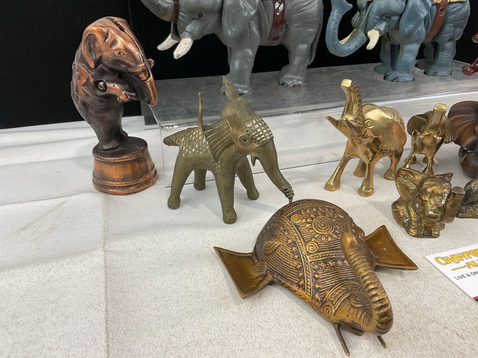 Handpainted Elephant Figural Cast Iron Banks, Brass, Copper Tone Metal, & more - 4