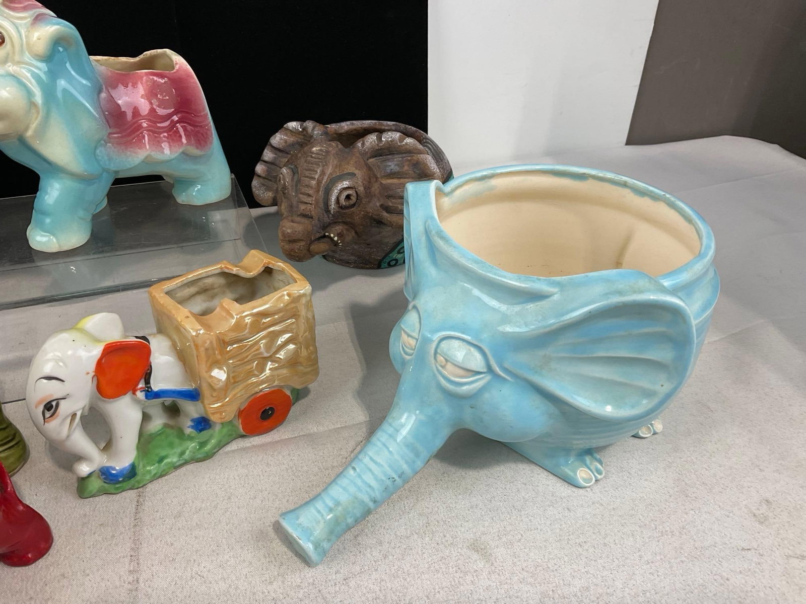 12 Handpainted/Glazed Elephant Pieces, Ceramic Planters, Fitz & Floyd Teapot & more - 3