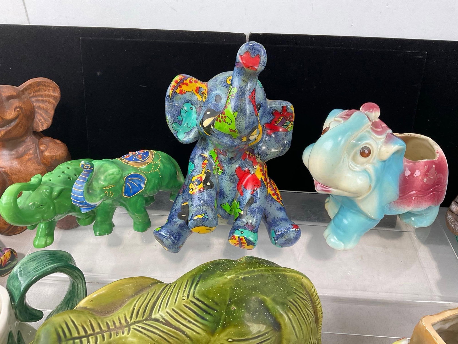 12 Handpainted/Glazed Elephant Pieces, Ceramic Planters, Fitz & Floyd Teapot & more - 4