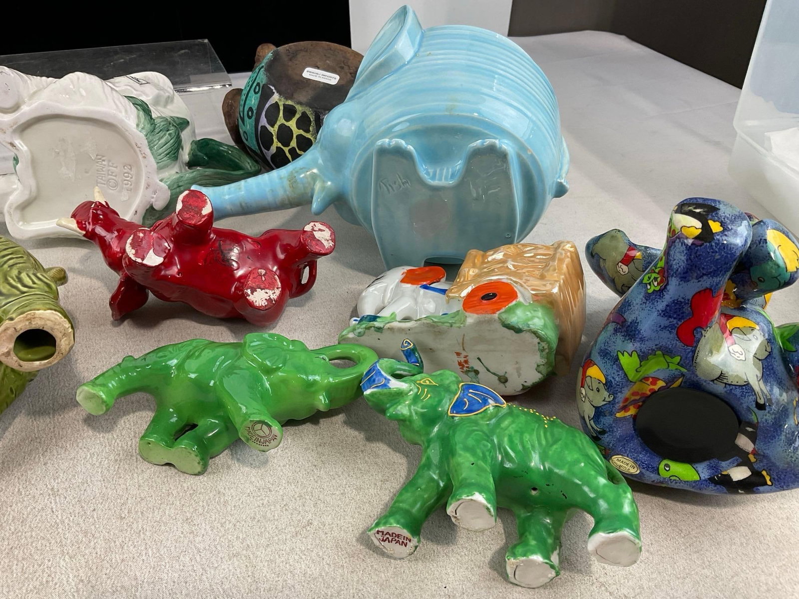 12 Handpainted/Glazed Elephant Pieces, Ceramic Planters, Fitz & Floyd Teapot & more - 6