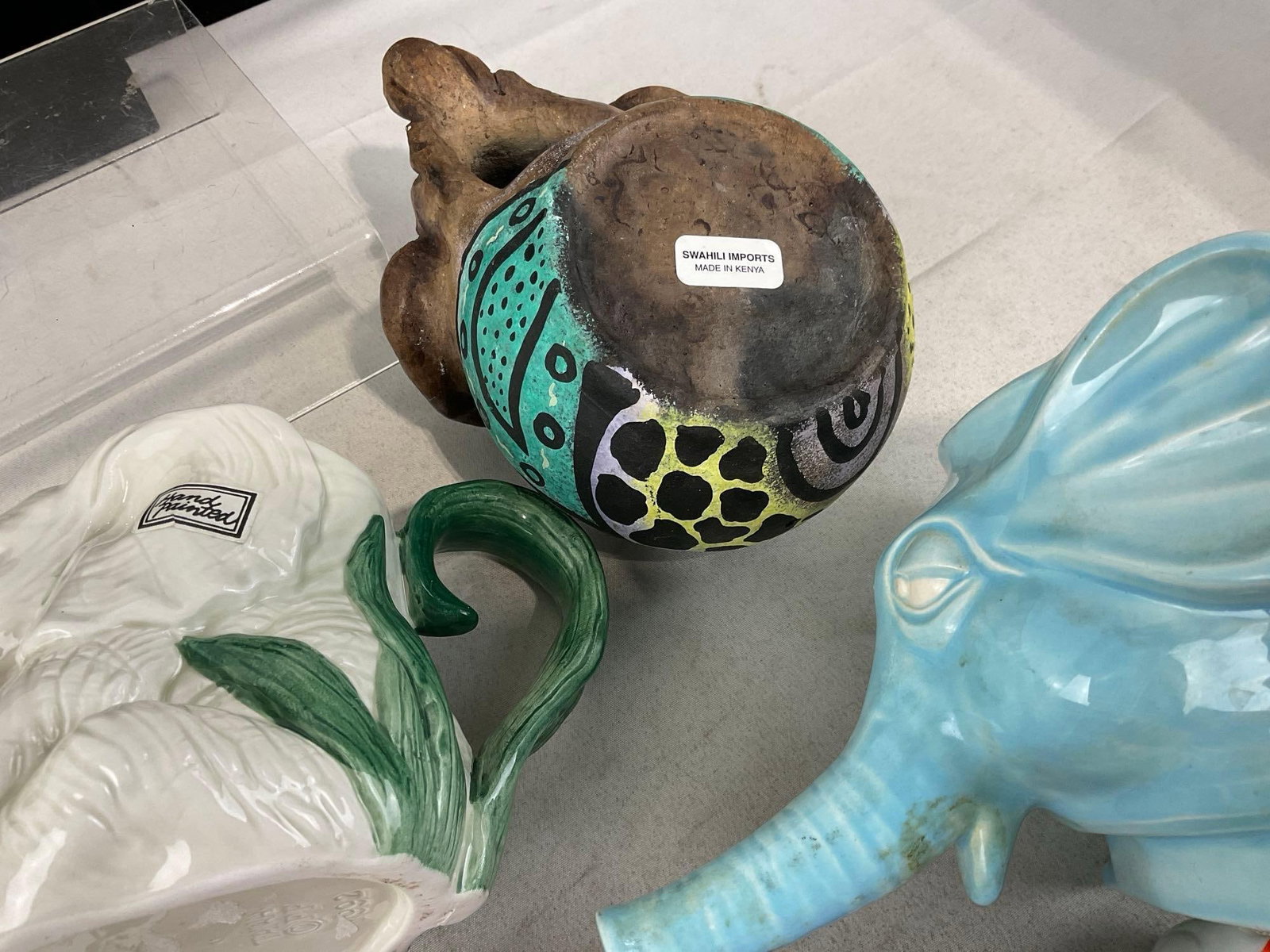 12 Handpainted/Glazed Elephant Pieces, Ceramic Planters, Fitz & Floyd Teapot & more - 7
