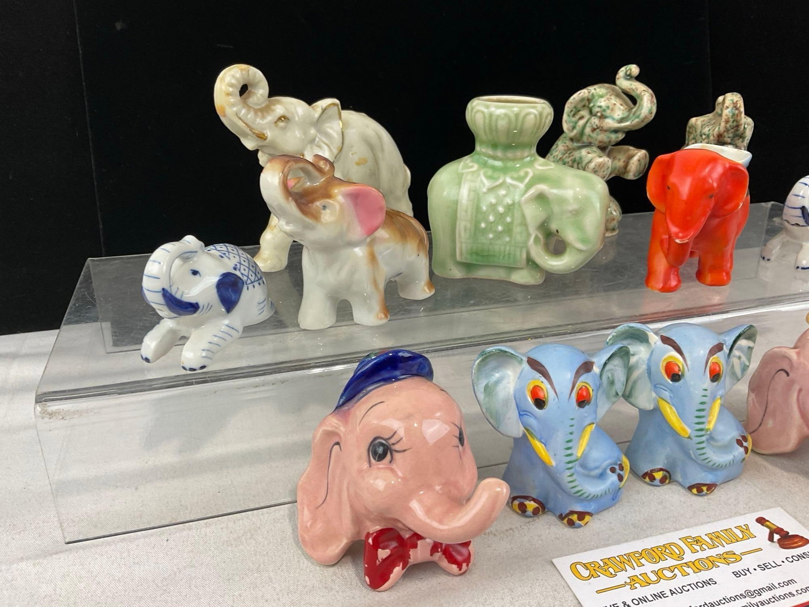 12 Hand Painted/Glazed Ceramic & Porcelain Elephant Pieces, Japan, Thai, Taiwan & more - 2