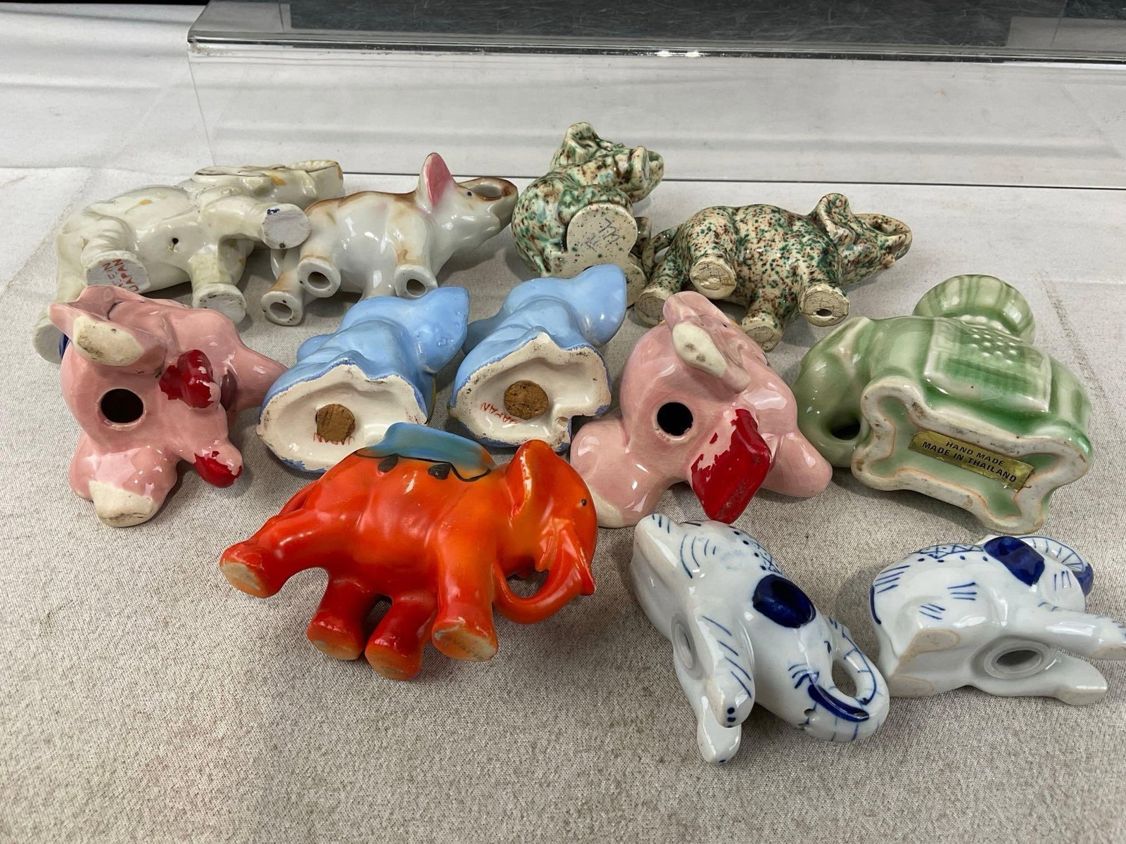 12 Hand Painted/Glazed Ceramic & Porcelain Elephant Pieces, Japan, Thai, Taiwan & more - 4
