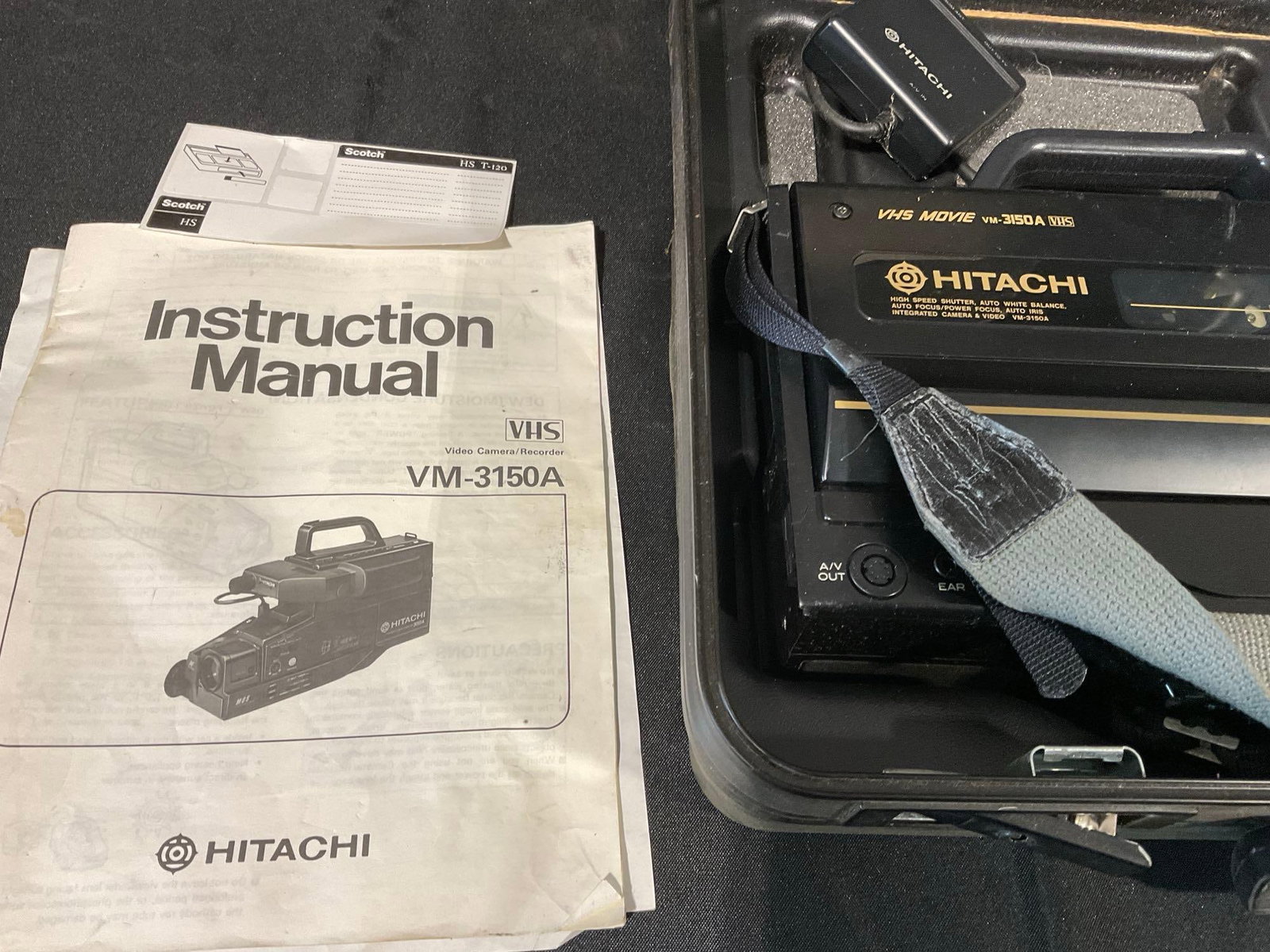 Vintage Hitachi VHS Shoulder Analog Camcorder Model VM-3150A w/Case, Straight to tape, 16x19 inches - 2