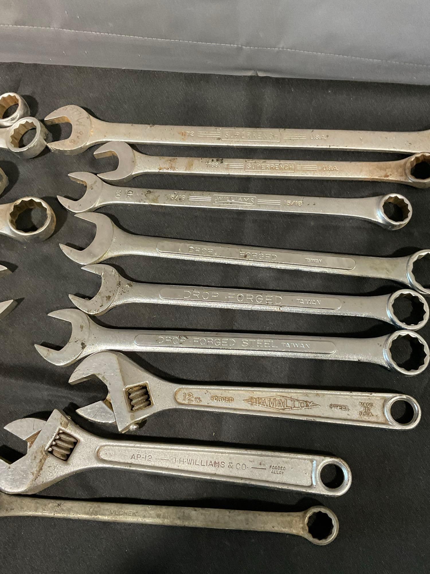 Variety of 19 Crescent & Combo Wrenches, Napa, Williams, Diamalloy, New Britain, Fuller & more - 2